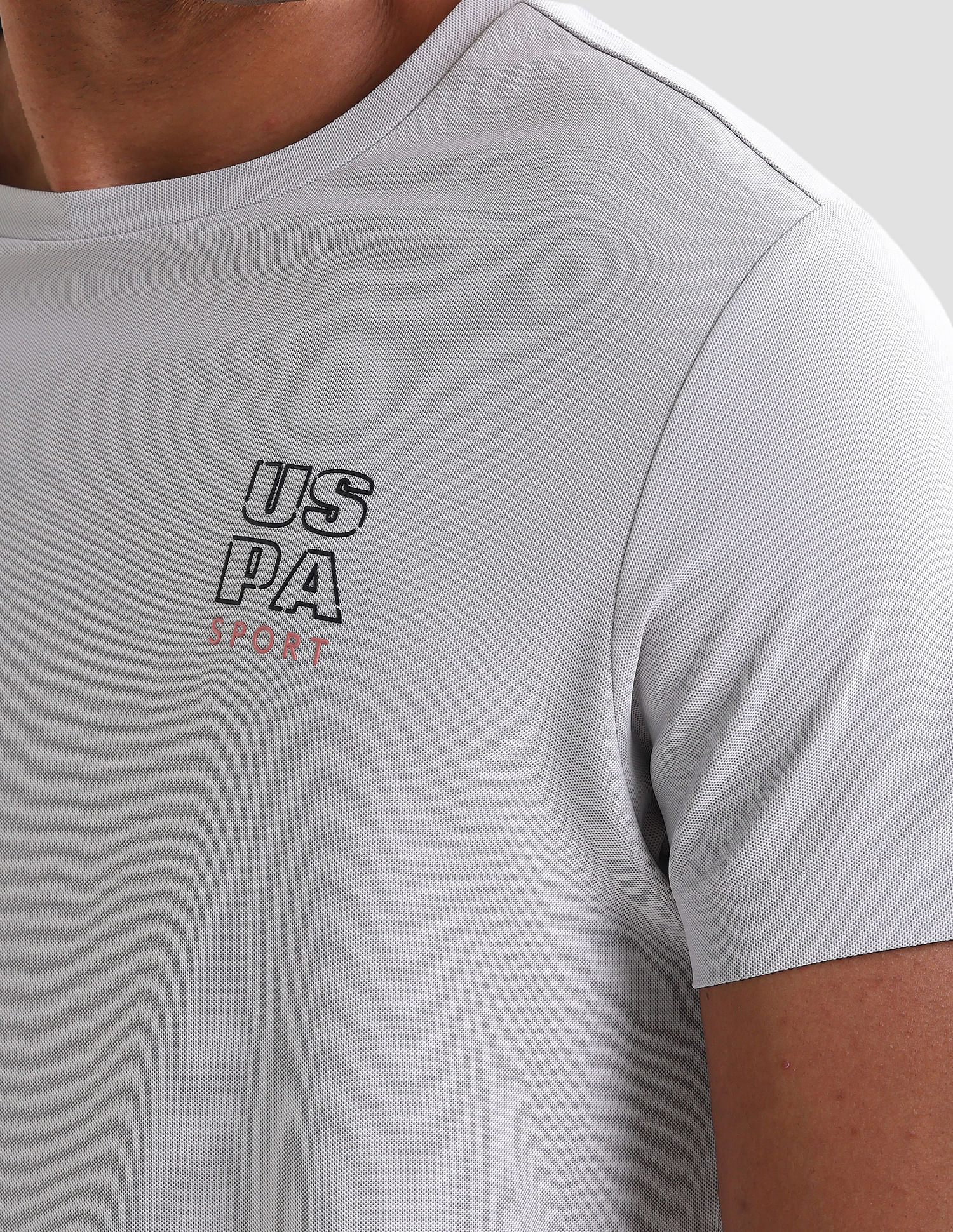 Rear Typographic Print Slim Fit T-Shirt Grey - U.S. Polo Assn. India | Large
