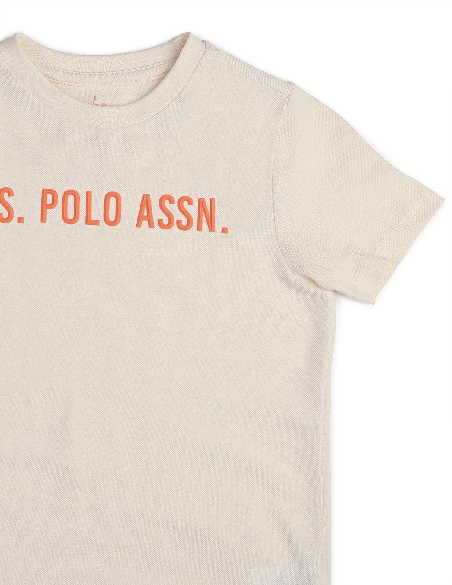 Boys Pure Cotton Brand Embossed T Shirt Off White - U.S. POLO ASSN. | Large