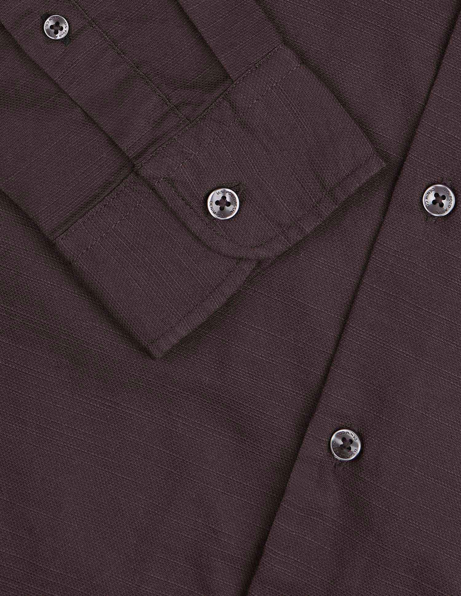 Slim Fit Pure Cotton Shirt Wine - U.S. Polo Assn. India | Large