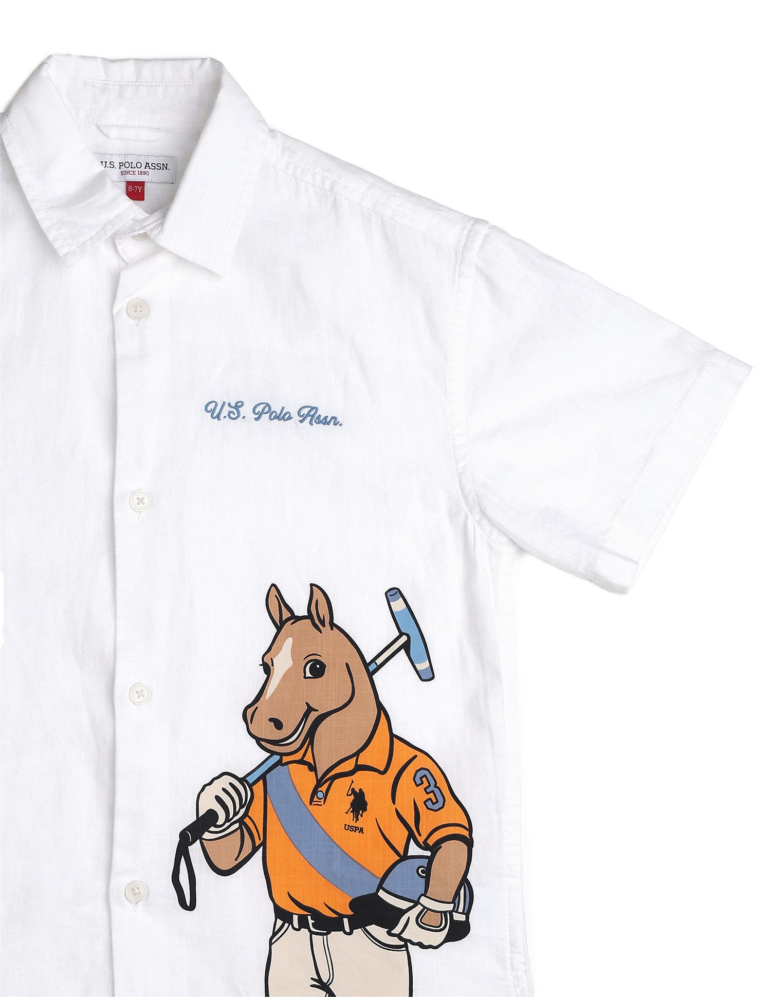 Boys Graphic Printed Pure Cotton Shirt White - U.S. POLO ASSN. | Large