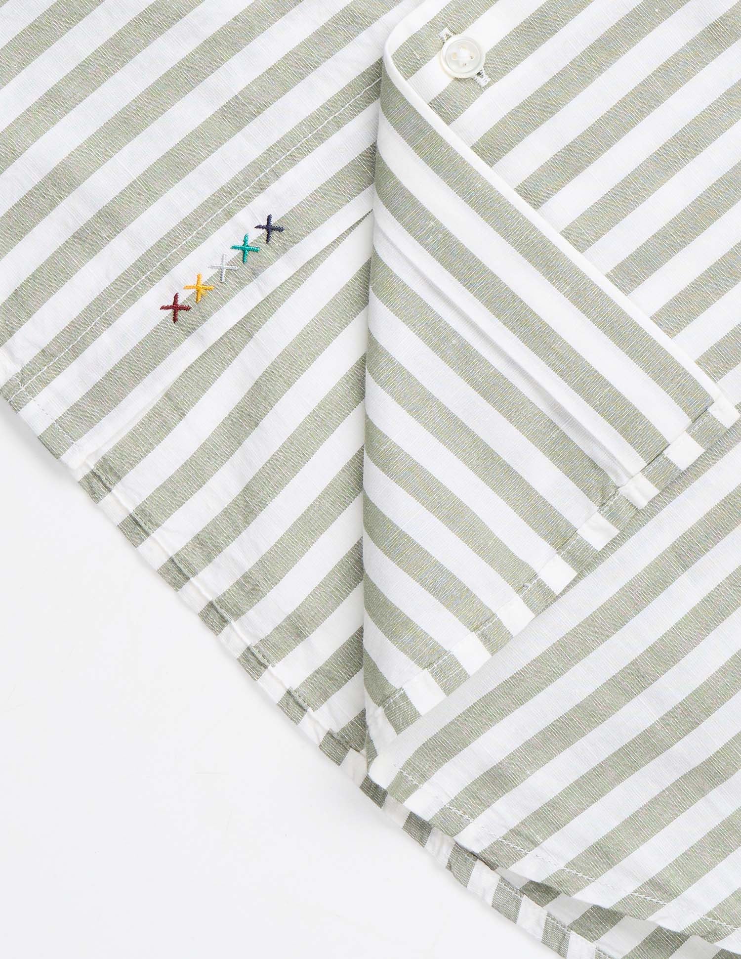 Pacho X Vertical Stripe Cotton Linen Shirt Light Green - U.S. POLO ASSN. | Large