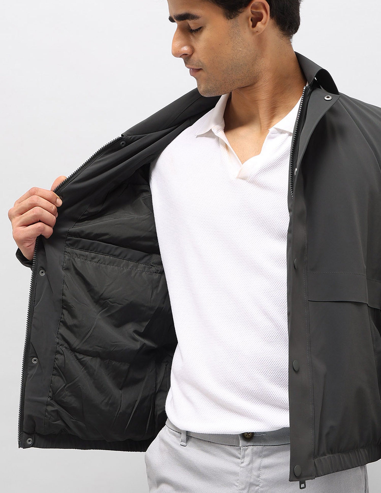 Regular Fit Solid Jacket Dark Grey - U.S. POLO ASSN. | Large