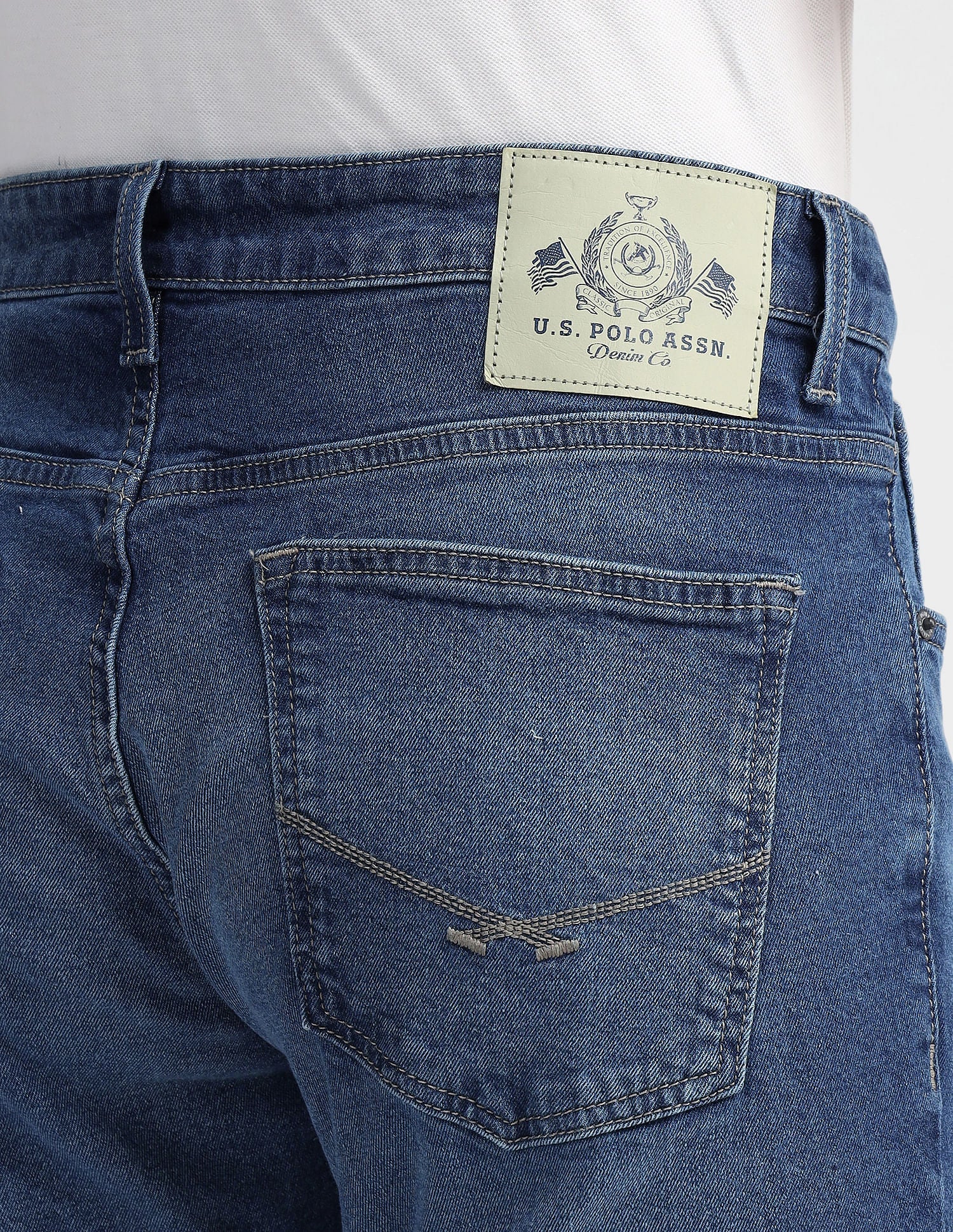 Brandon Slim Tapered Blue Jeans Dark Blue - U.S. Polo Assn. India | Large