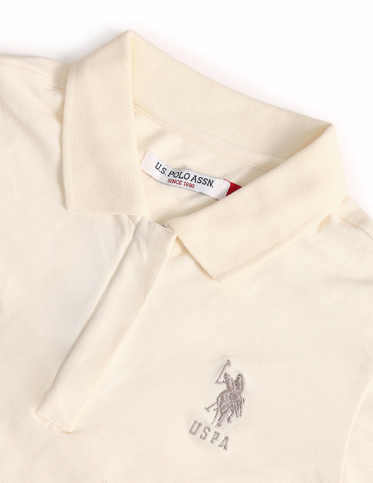 Embroidered Logo Solis Polo Shirt Off White - U.S. POLO ASSN. | Large