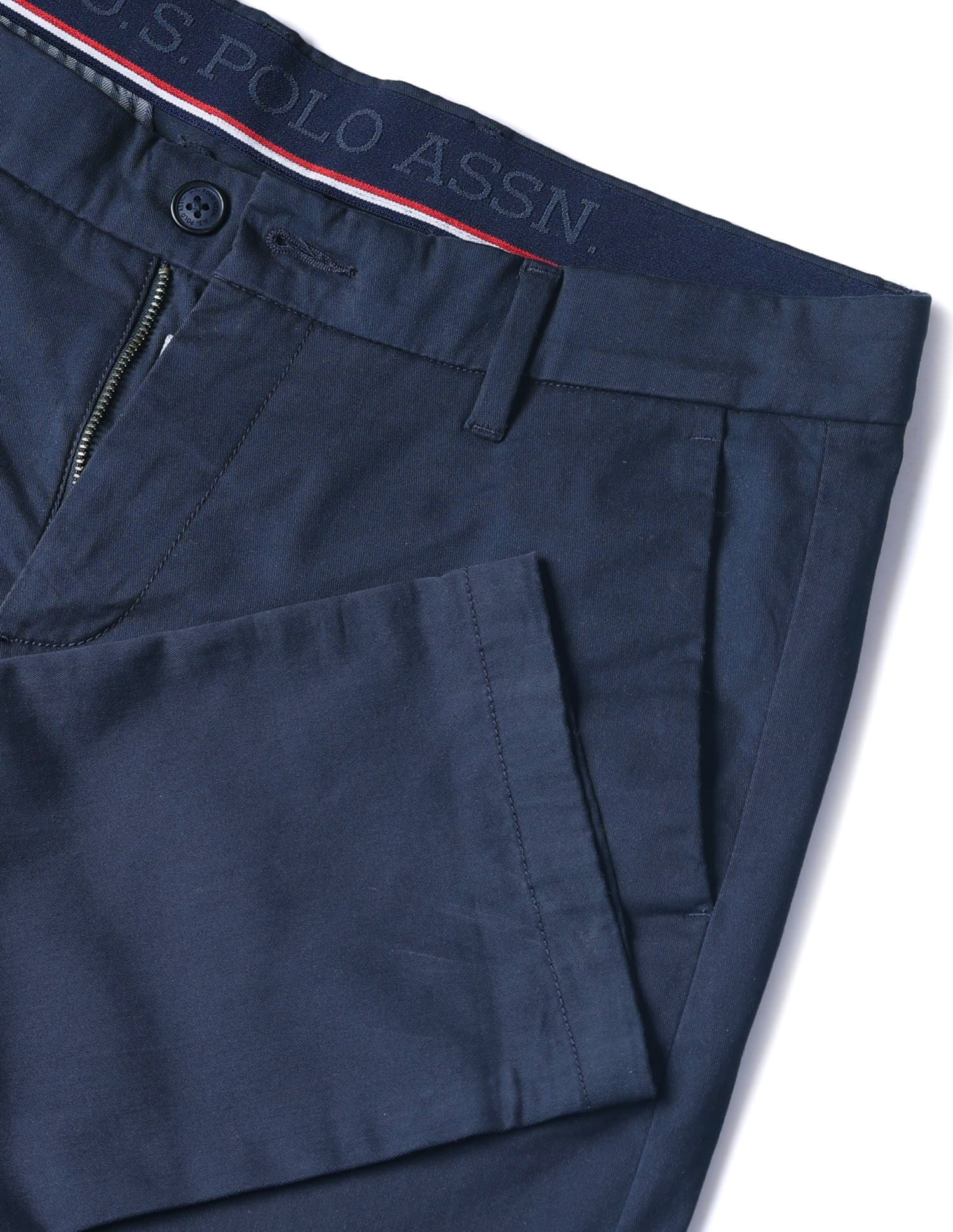 Twill Austin Trim Regular Fit Trousers Navy - U.S. POLO ASSN. | Large