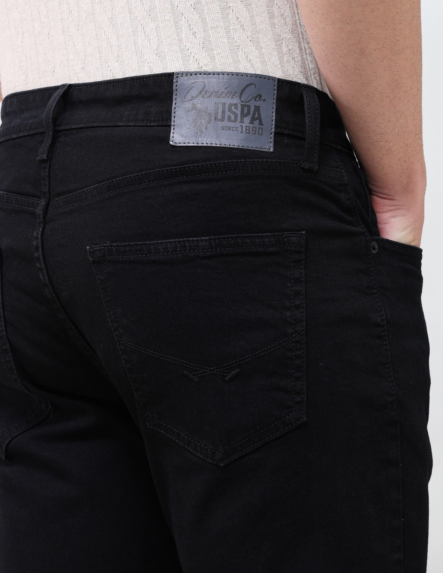Solid Slim Straight Fit Jeans Black - U.S. Polo Assn. India | Large