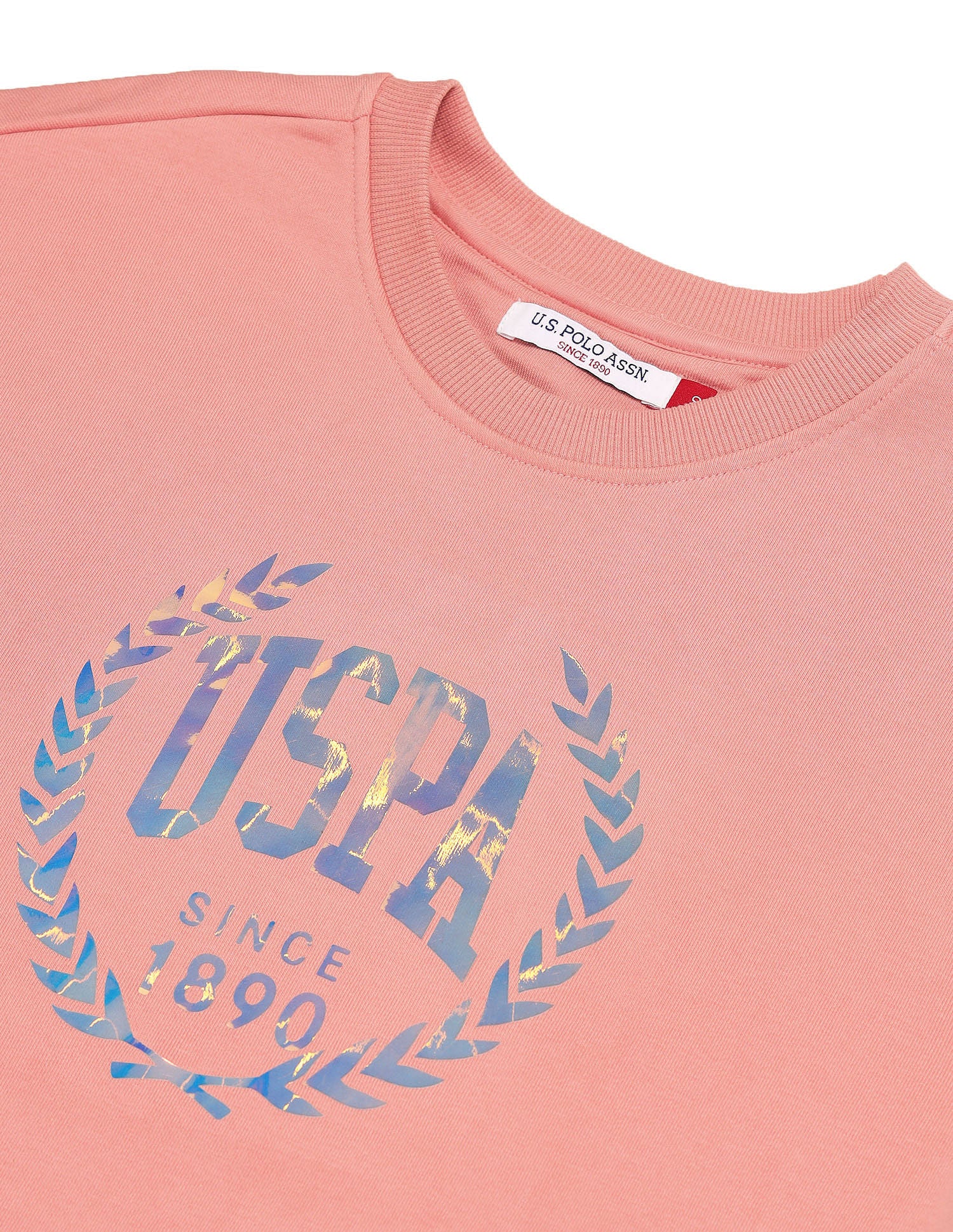 Drop Shoulder Brand Print Sweatshirt Peach - U.S. Polo Assn. India | Large