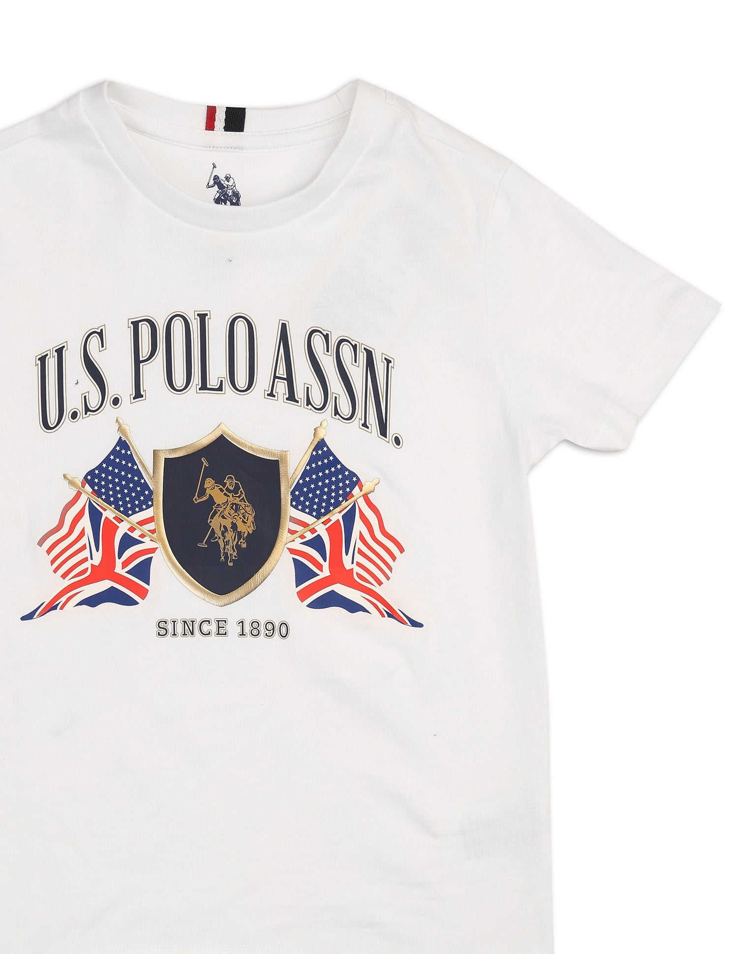 Boys Graphic Printed Pure Cotton T Shirt White - U.S. POLO ASSN. | Large