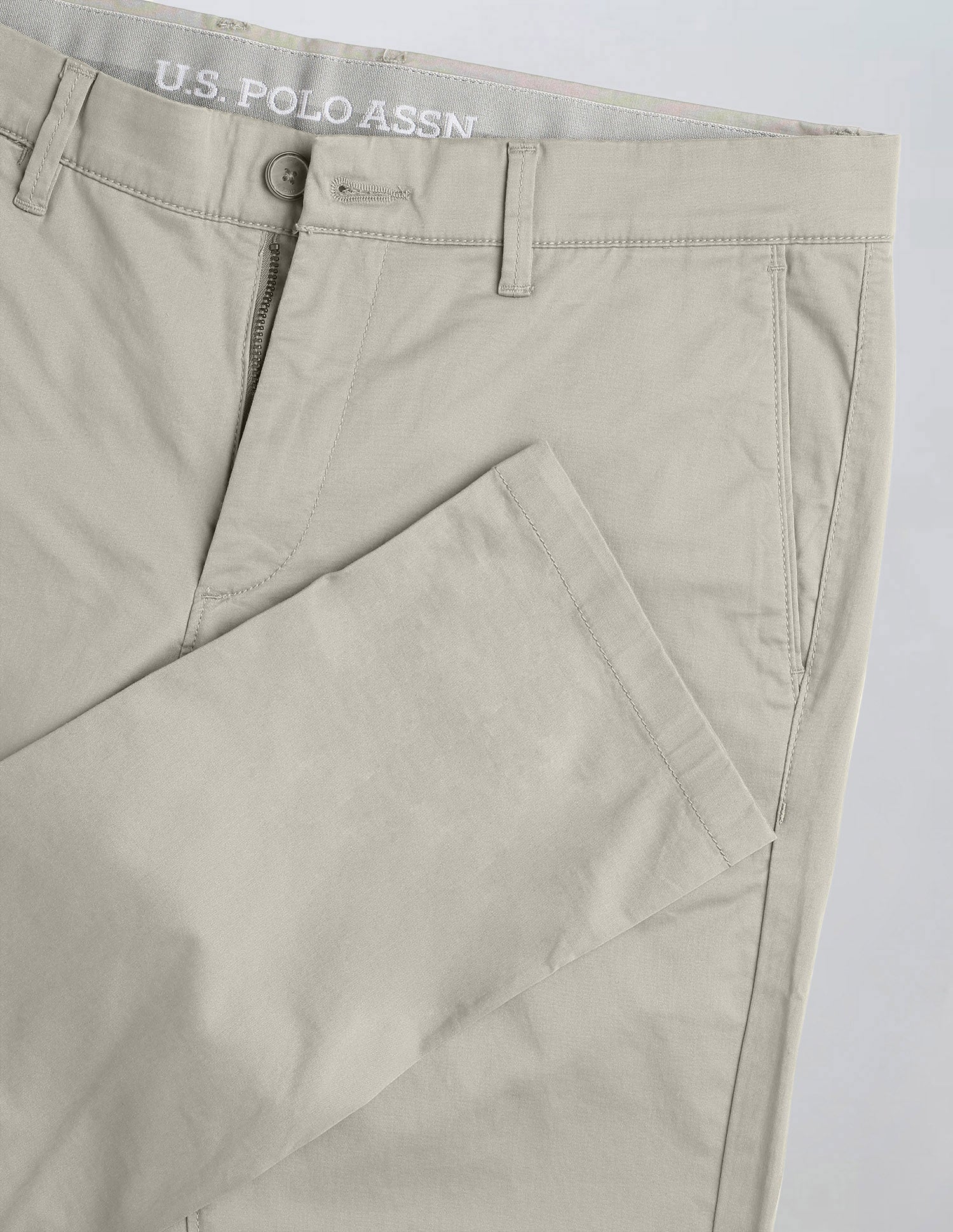 Denver Slim Fit Satin Trousers Light Olive - U.S. Polo Assn. India | Large