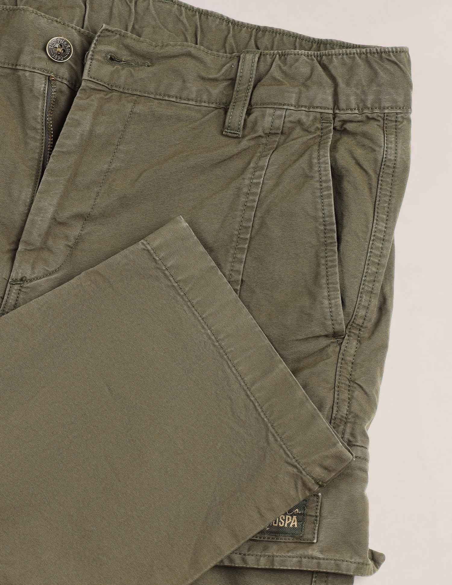 Mid Rise Straight Fit Twill Cargos Green - U.S. Polo Assn. India | Large