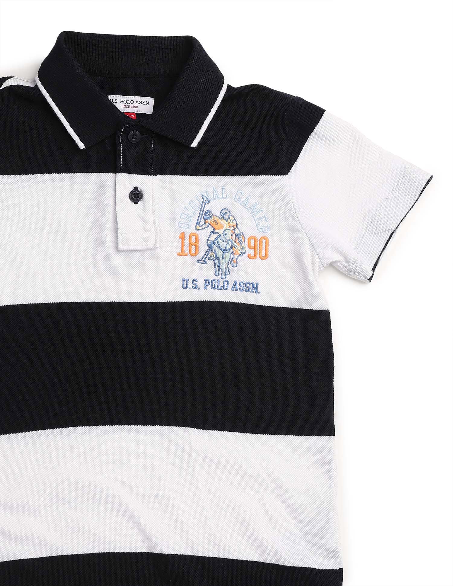 Boys Horizontal Striped Regular Fit Polo Shirt Navy - U.S. POLO ASSN. | Large
