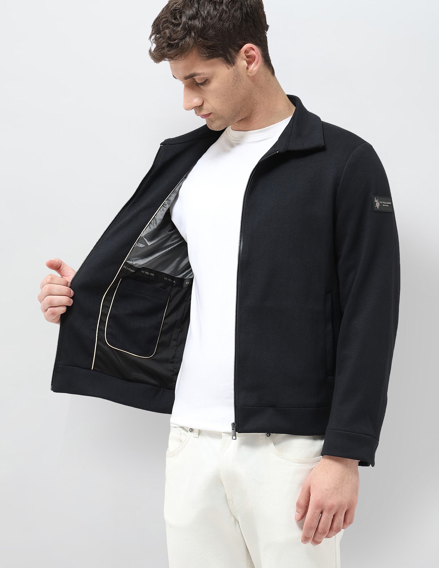 Solid Regular Fit Jacket Blue - U.S. POLO ASSN. | Large