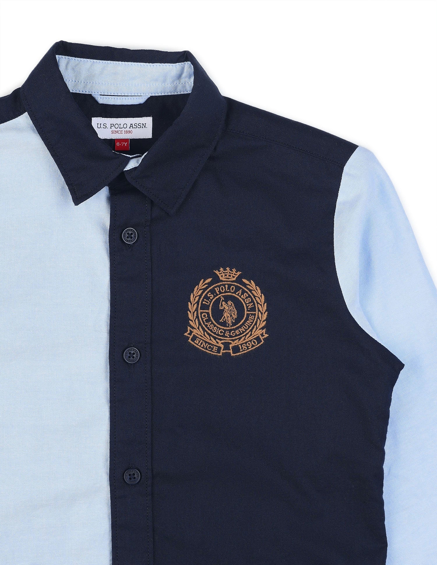 Boys Colorblocked Pure Cotton Shirt Navy - U.S. POLO ASSN. | Large