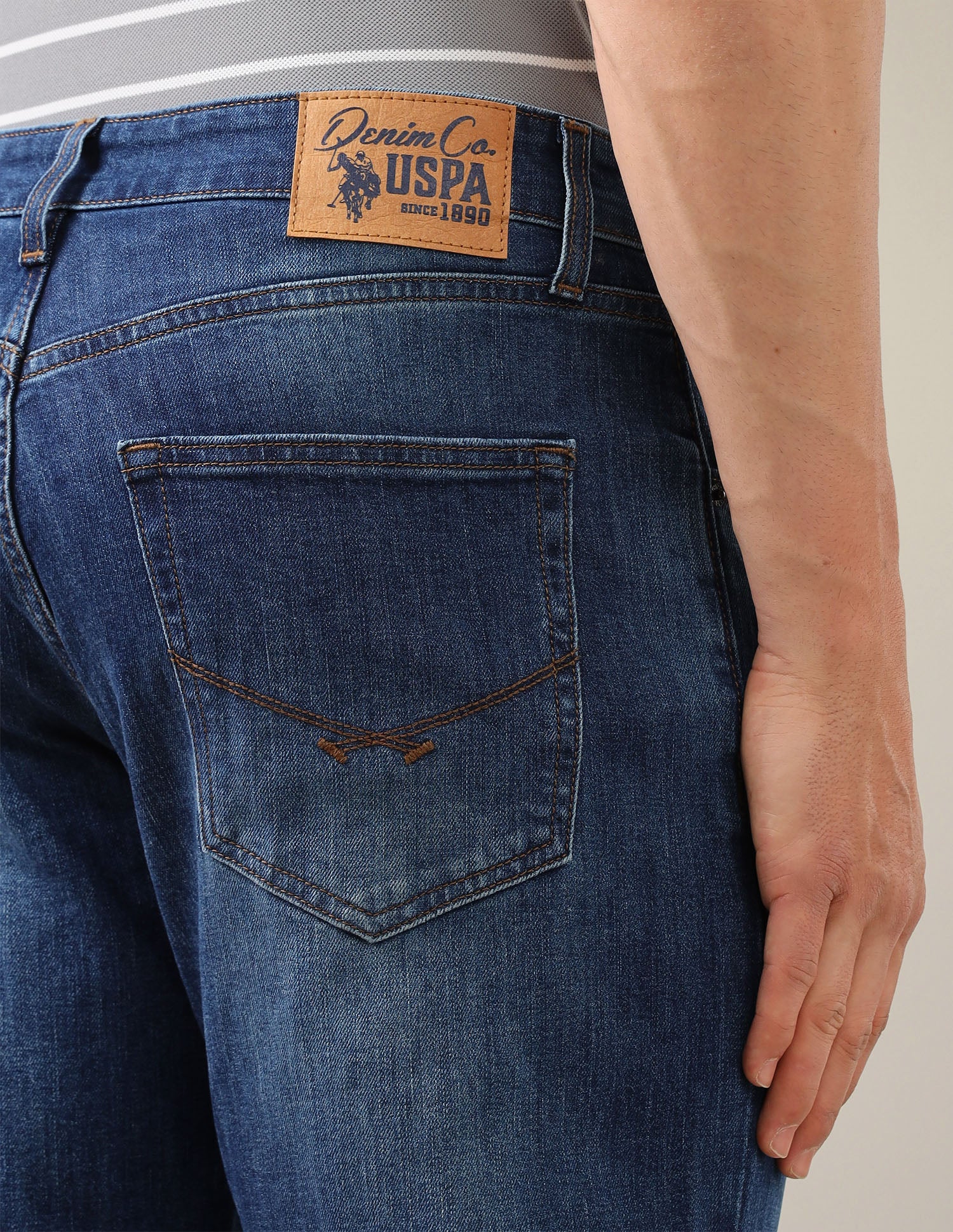 Harold Slim Straight Fit Blue Jeans Blue - U.S. Polo Assn. India | Large