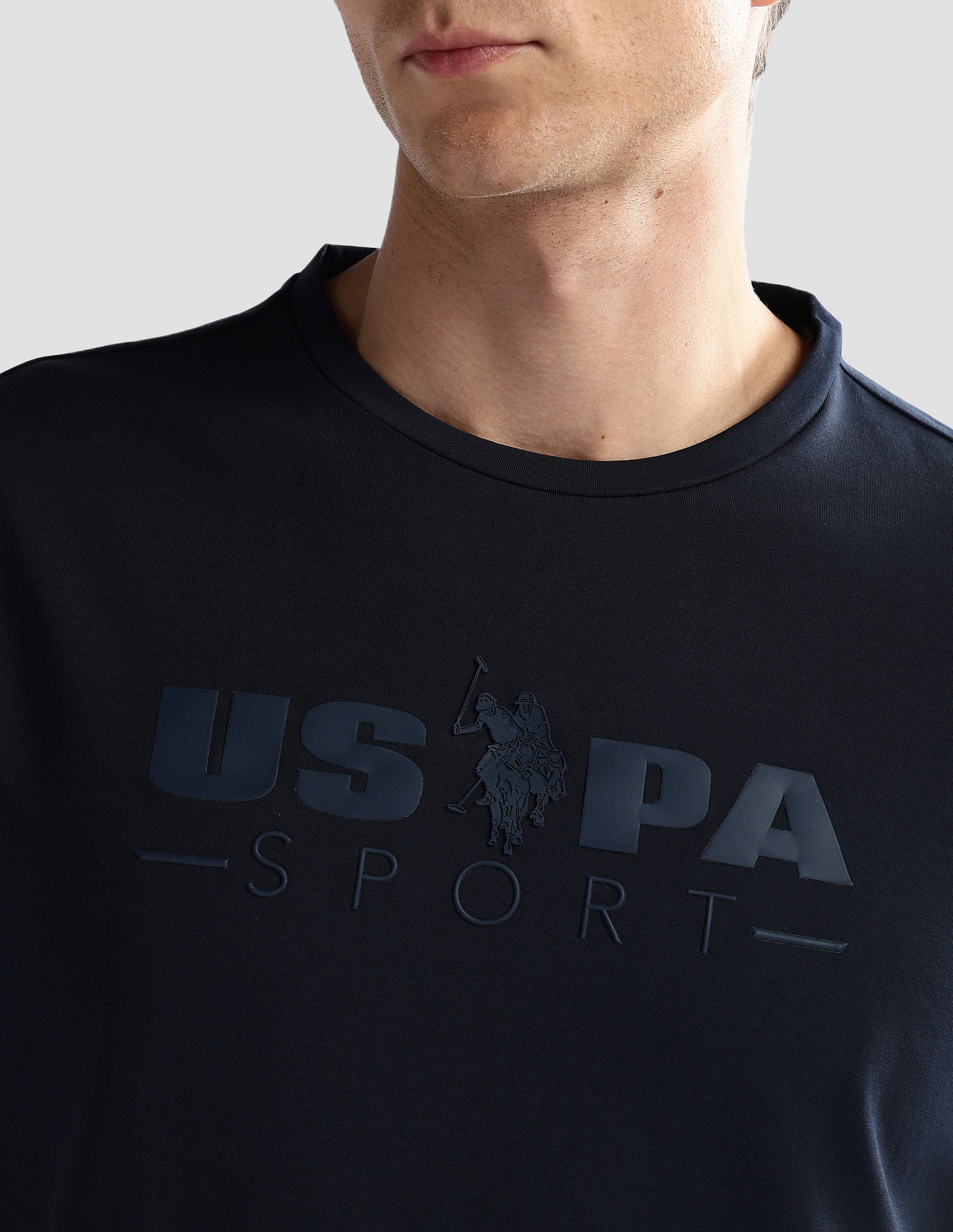 Brand Print Cotton Blend T-Shirt Navy - U.S. Polo Assn. India | Large