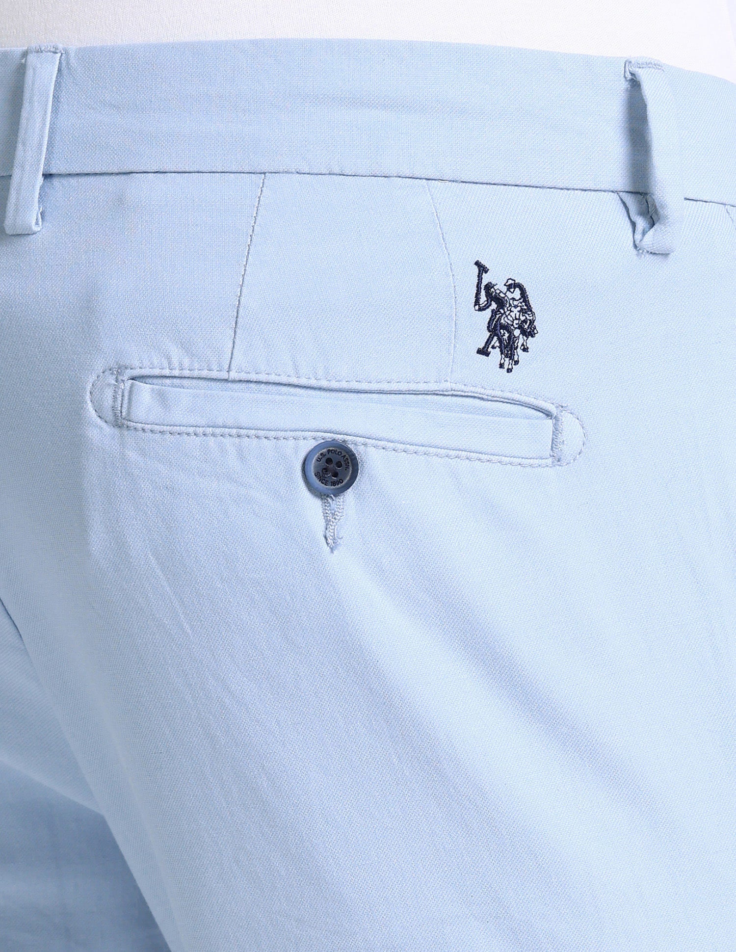 Slim Straight Fit Dobby Trousers Light Blue - U.S. Polo Assn. India | Large