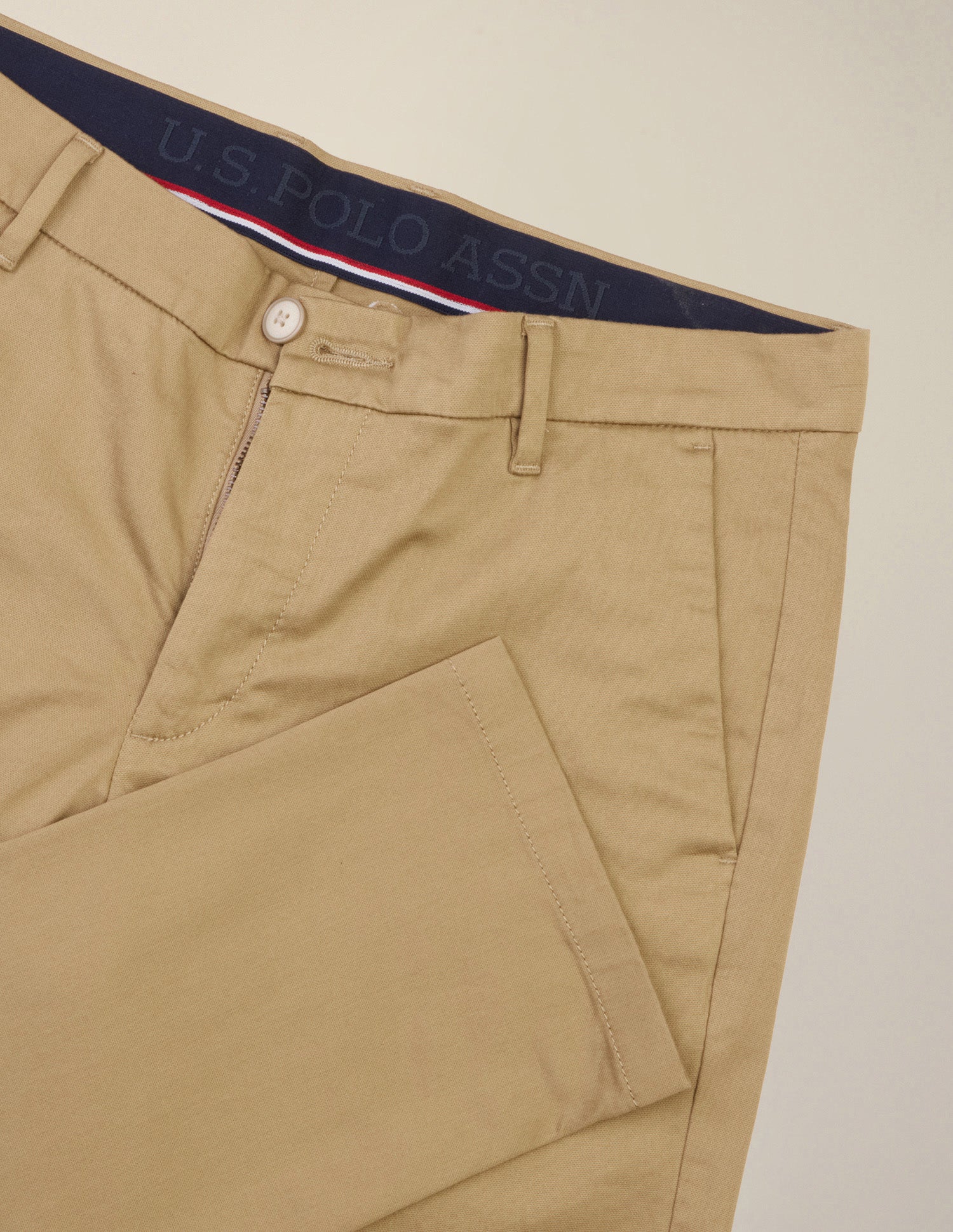 Denver Slim Fit Dobby Trousers Khaki - U.S. Polo Assn. India | Large