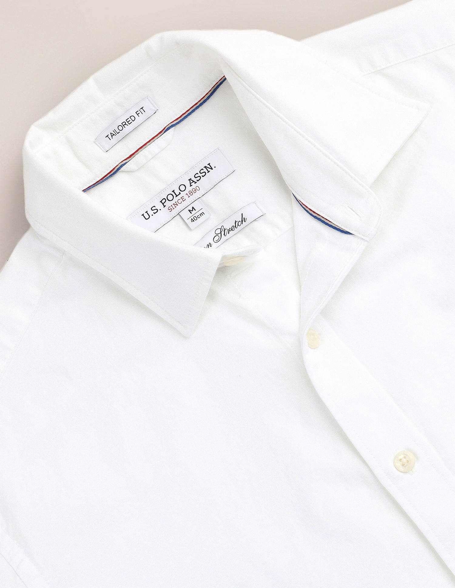 Tailored Regular Fit Solid Shirt White - U.S. POLO ASSN. | Large