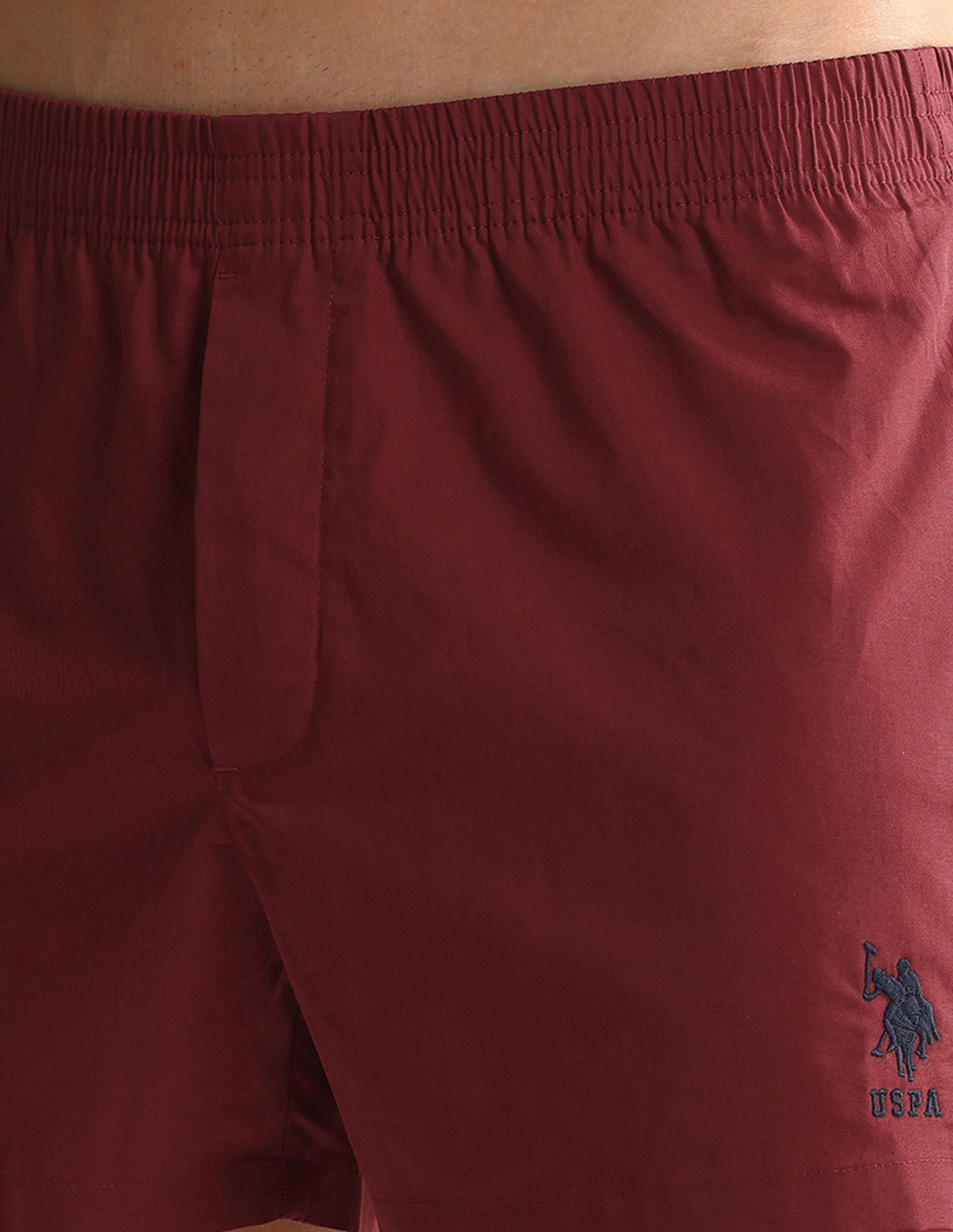 Mid Rise Solid OEX05 Shorts - Pack Of 2 Polka Dot Maroon And Maroon - U.S. POLO ASSN. | Large