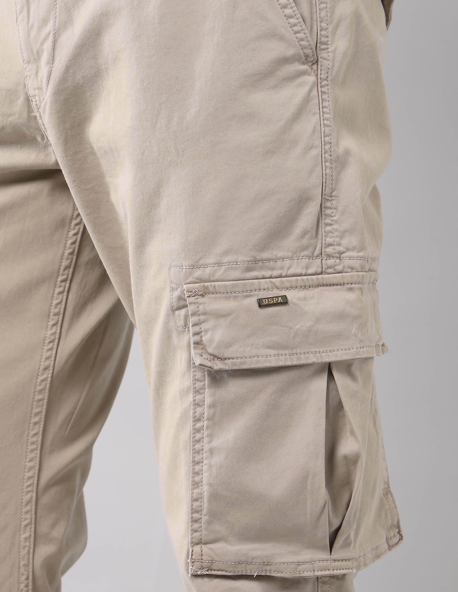 Solid Straight Fit Cargos Beige - U.S. Polo Assn. India | Large