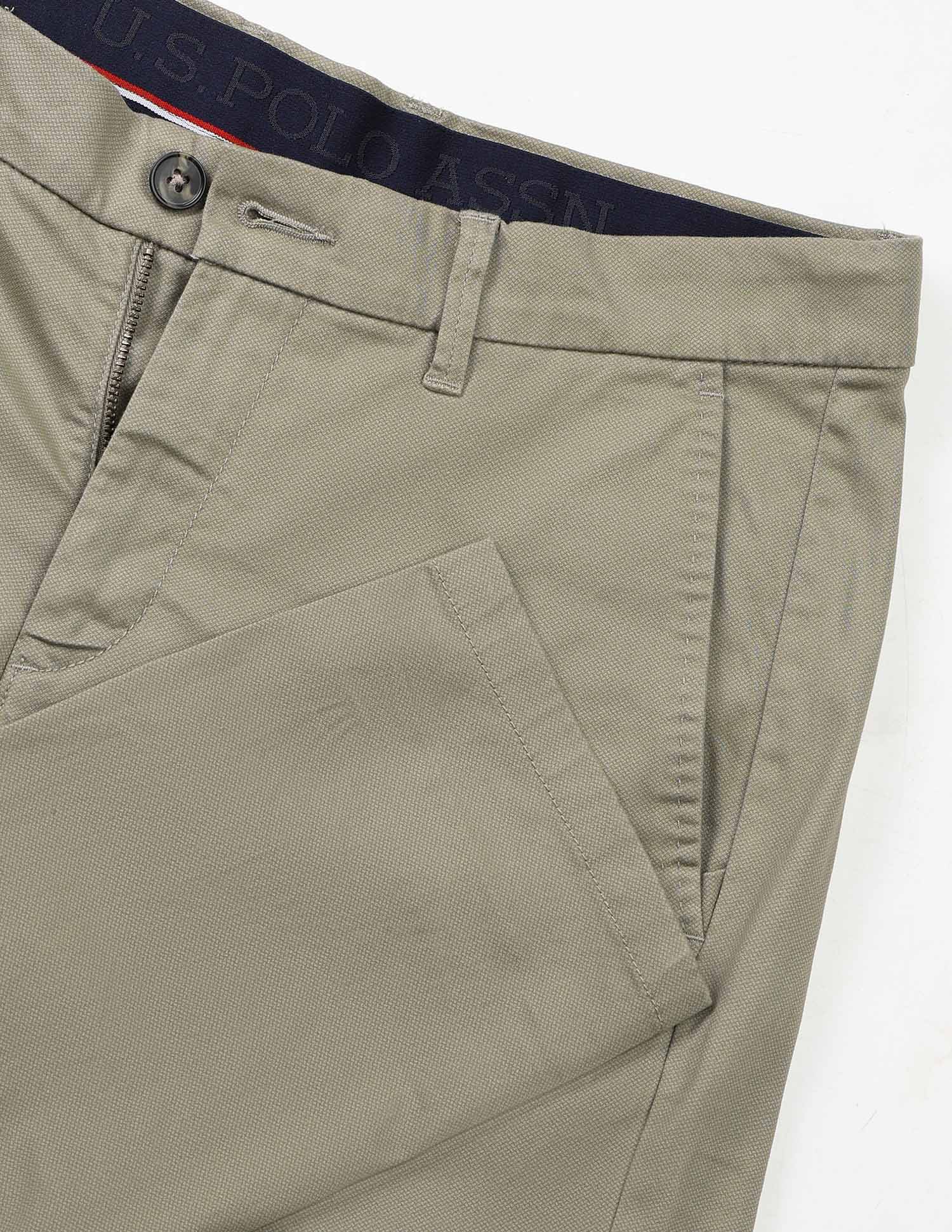 Textured Austin Slim Fit Twill Trousers Light Olive - U.S. Polo Assn. India | Large