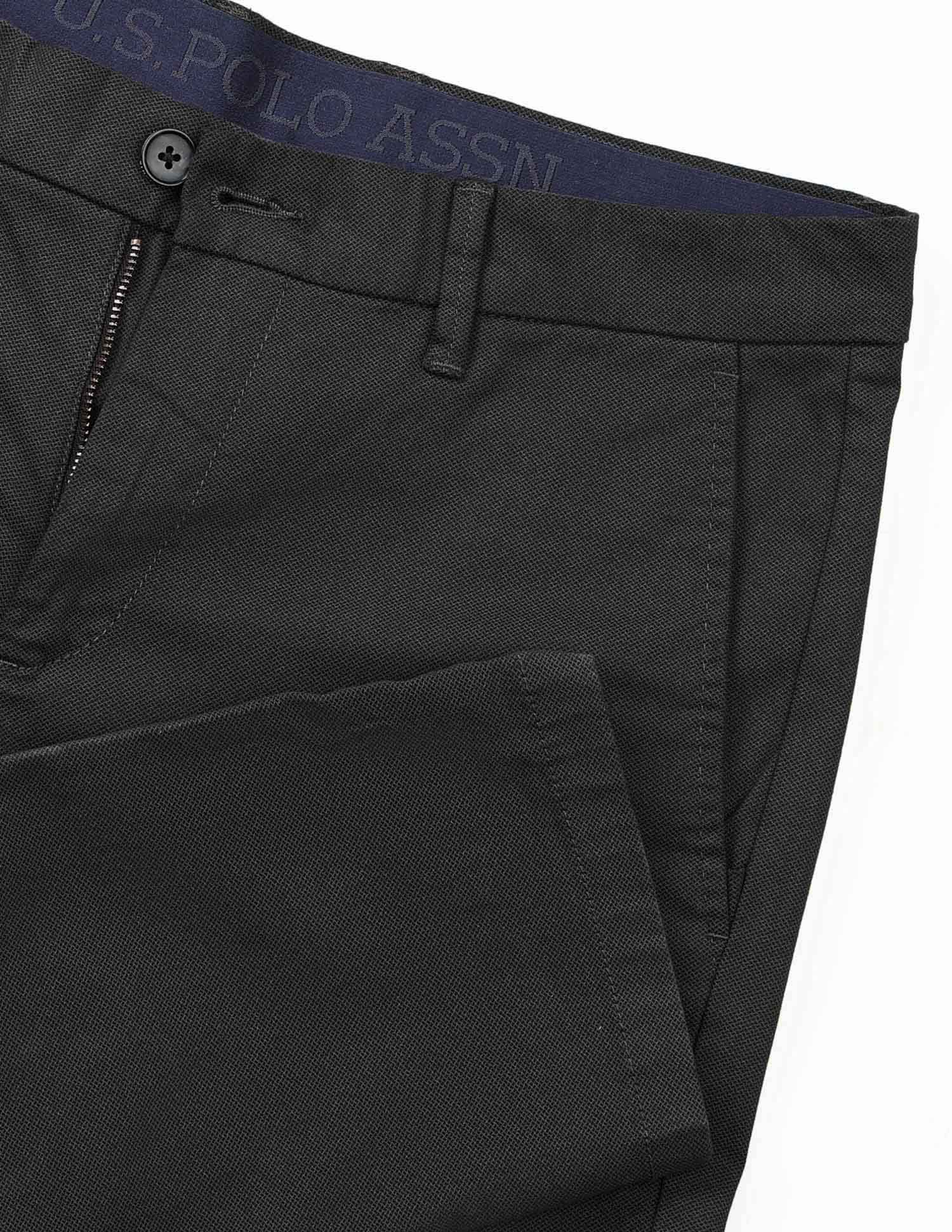 Textured Austin Slim Fit Twill Trousers Black - U.S. Polo Assn. India | Large