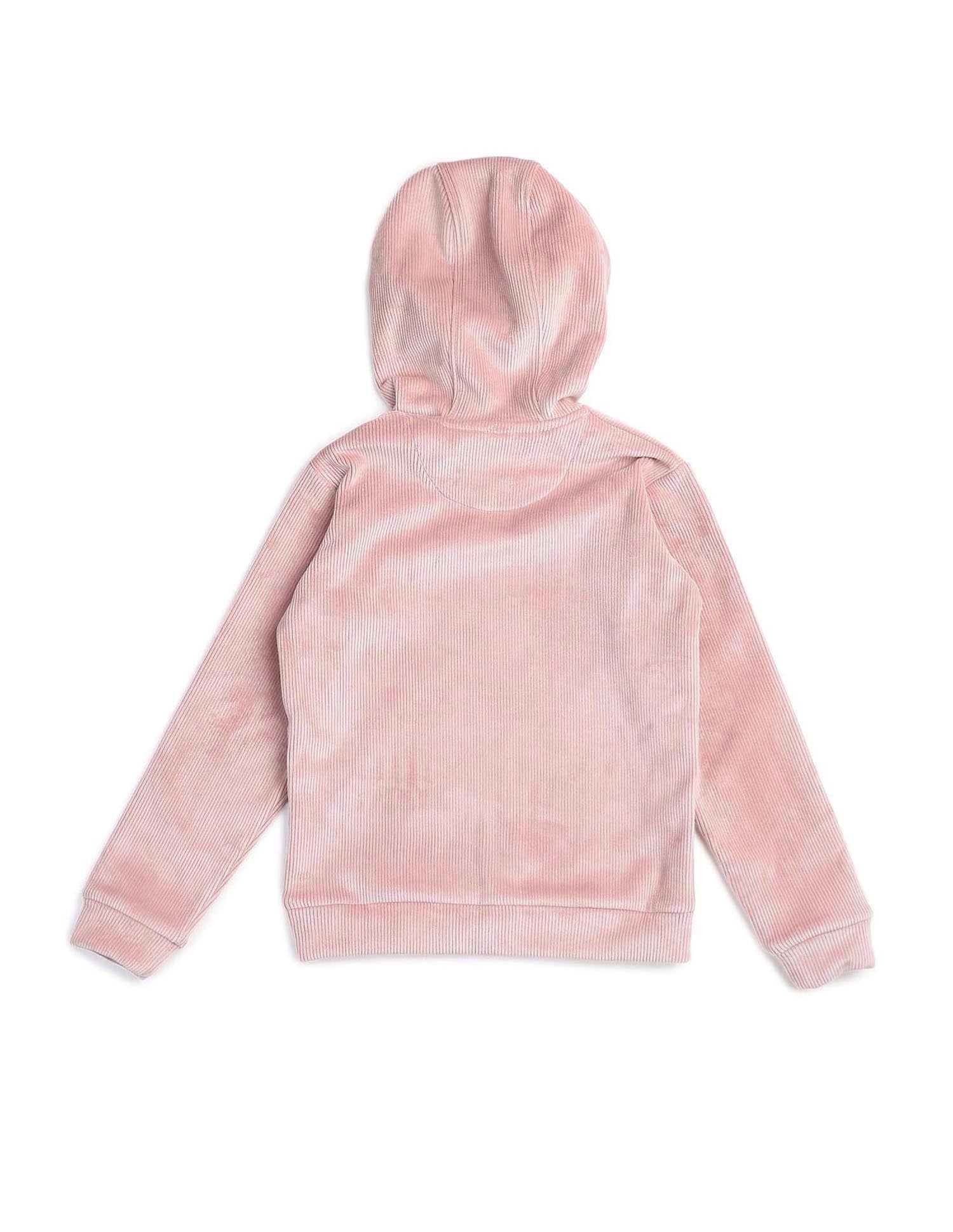 Girls Ribbed Hooded Sweatshirt Light Pink - U.S. POLO ASSN. | Large