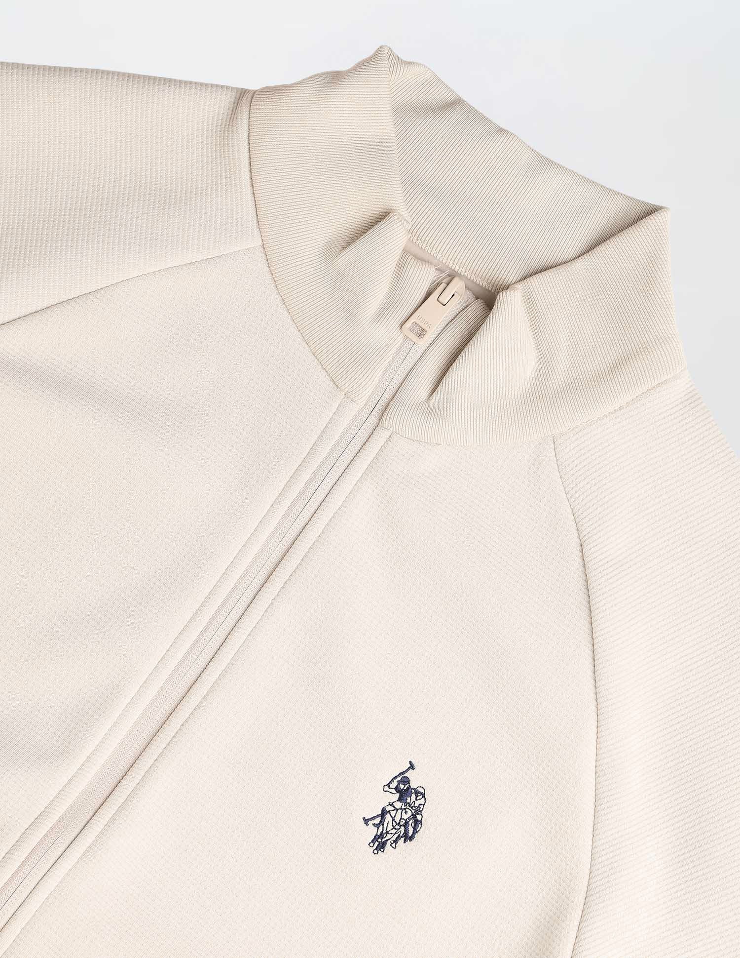 Textured Zipper Sweatshirt Beige - U.S. POLO ASSN. | Large
