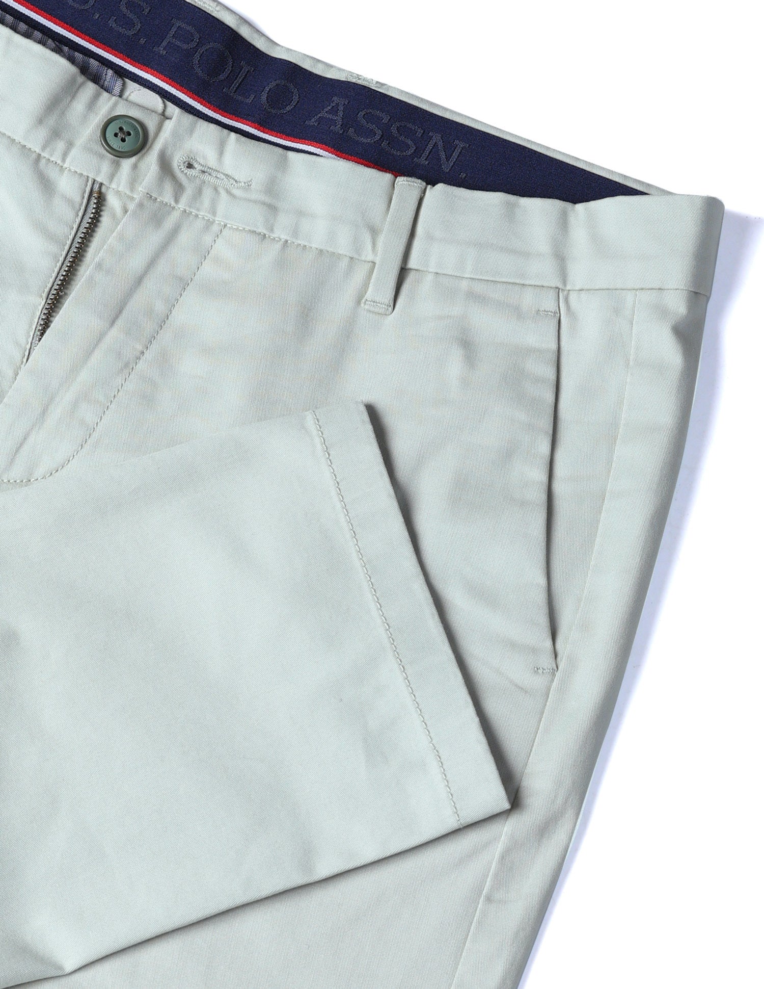 Twill Austin Trim Regular Fit Trousers LightÂ Pista Green - U.S. POLO ASSN. | Large