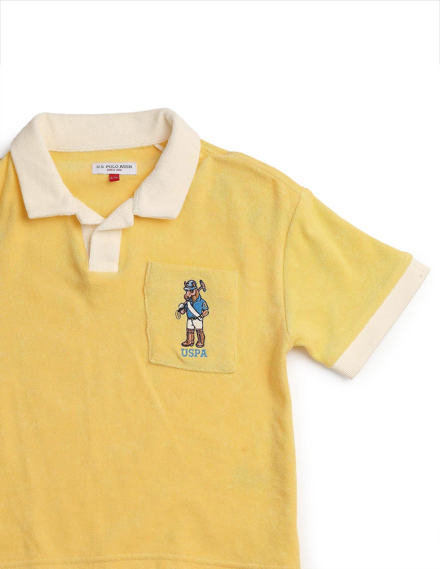 Boys Solid Boxy Fit Polo Shirt Yellow - U.S. POLO ASSN. | Large