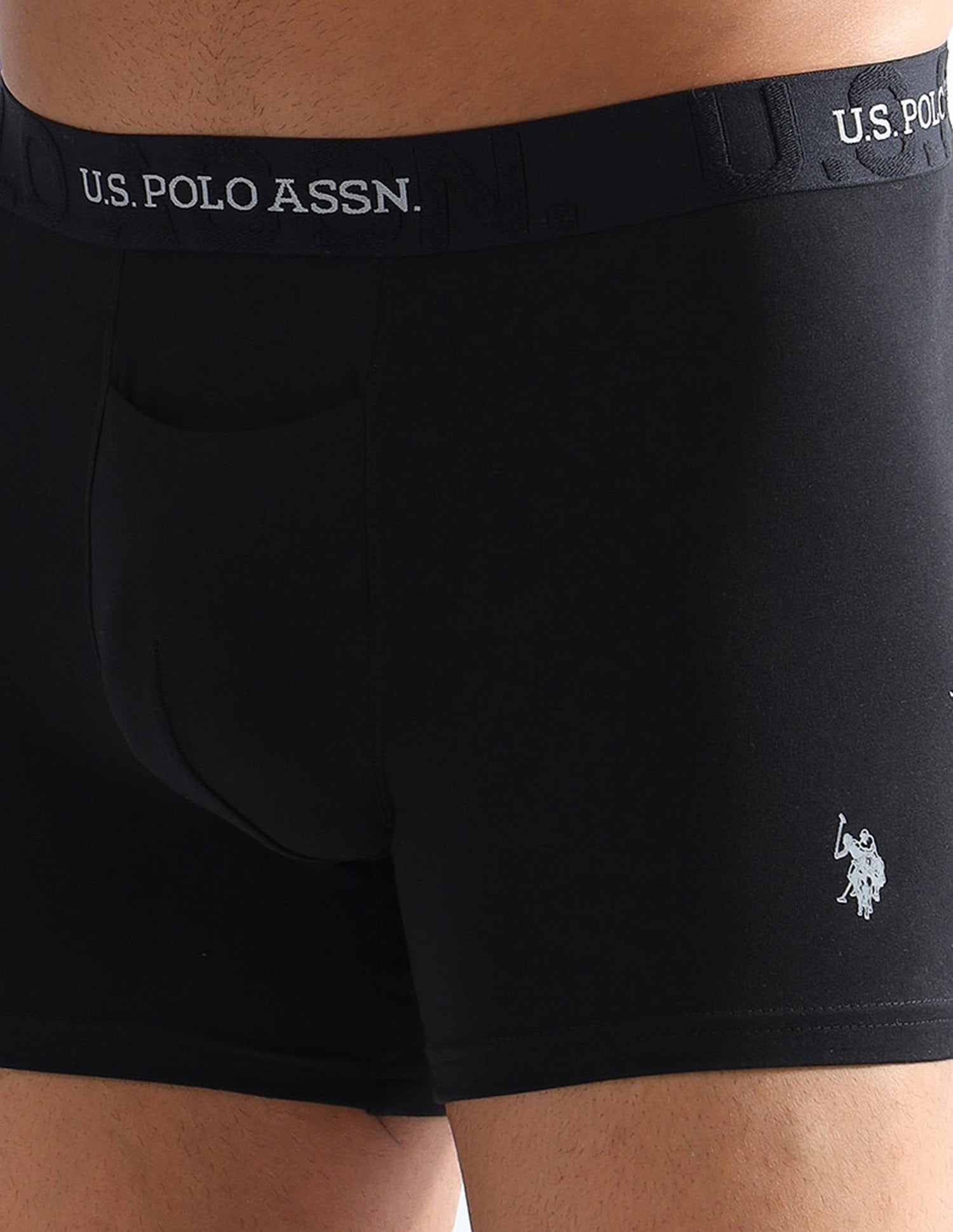 Elastic Waistband Ribbed Solid OET012 Trunks - Pack Of 2 Grey and Black - U.S. POLO ASSN. | Large