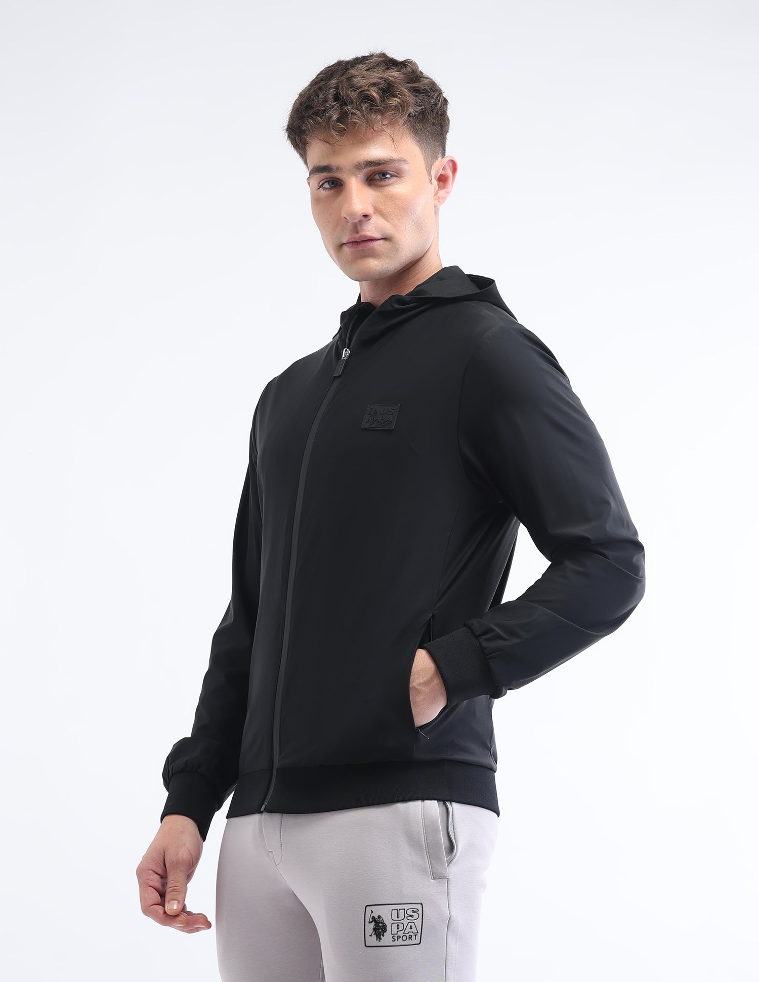 Solid Regular Fit Sport Jacket Black - U.S. POLO ASSN. | Large