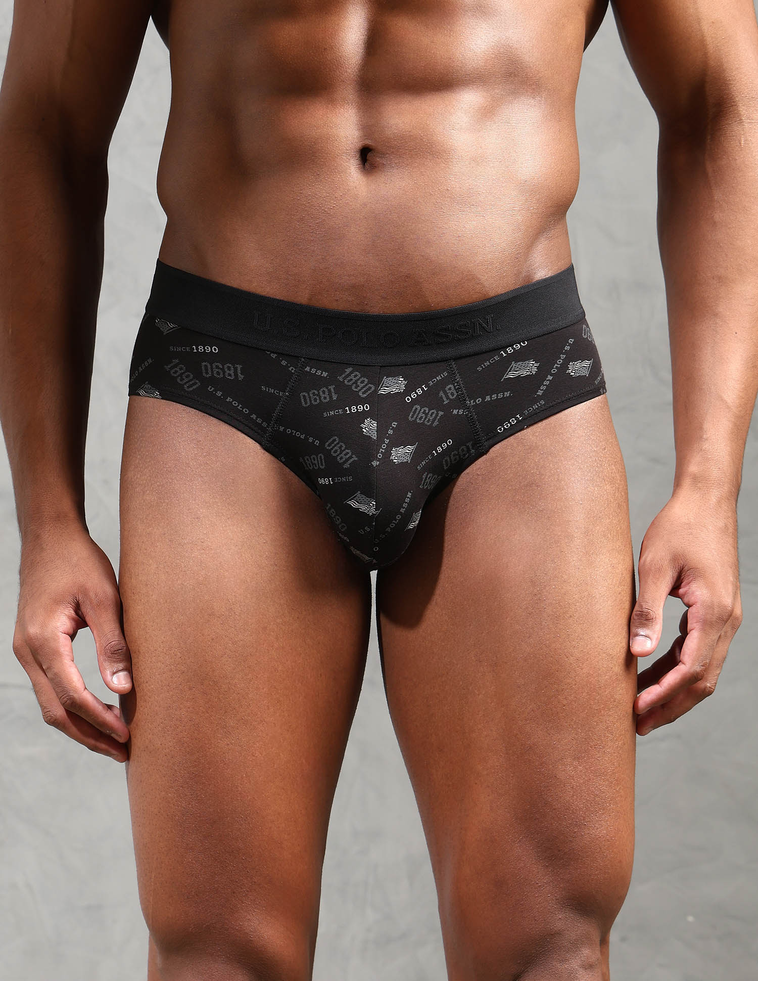 Low Rise Printed OEB16 Briefs - Pack Of 3 Grisaille, Picante and Uspa Black - U.S. POLO ASSN. | Large