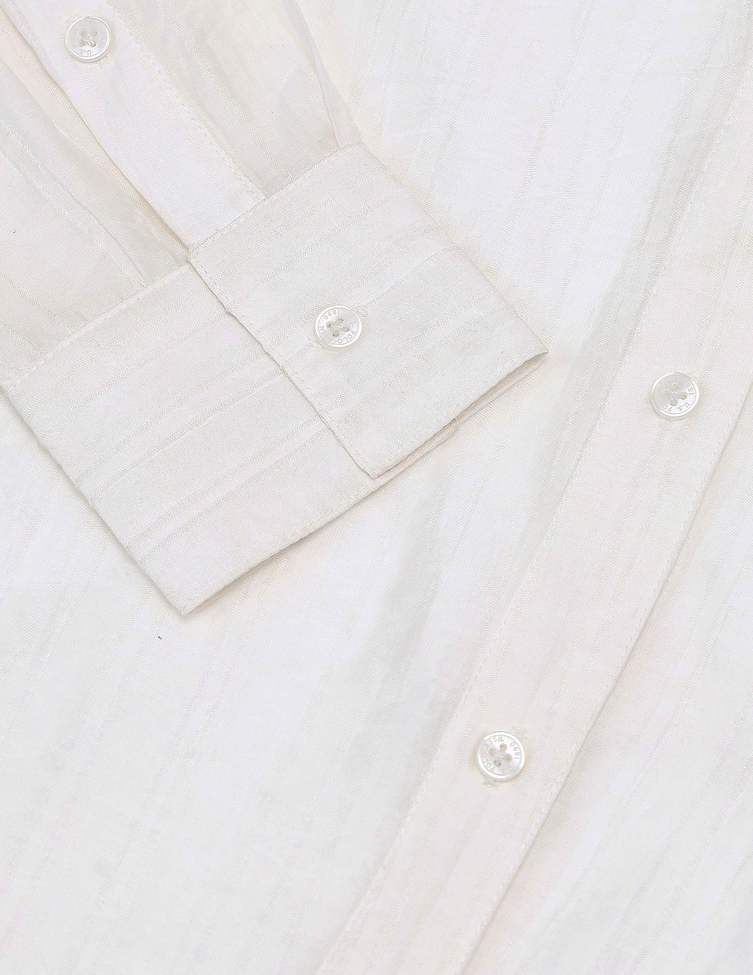 Brand Embroidered Vertical Stripe Shirt White - U.S. Polo Assn. India | Large