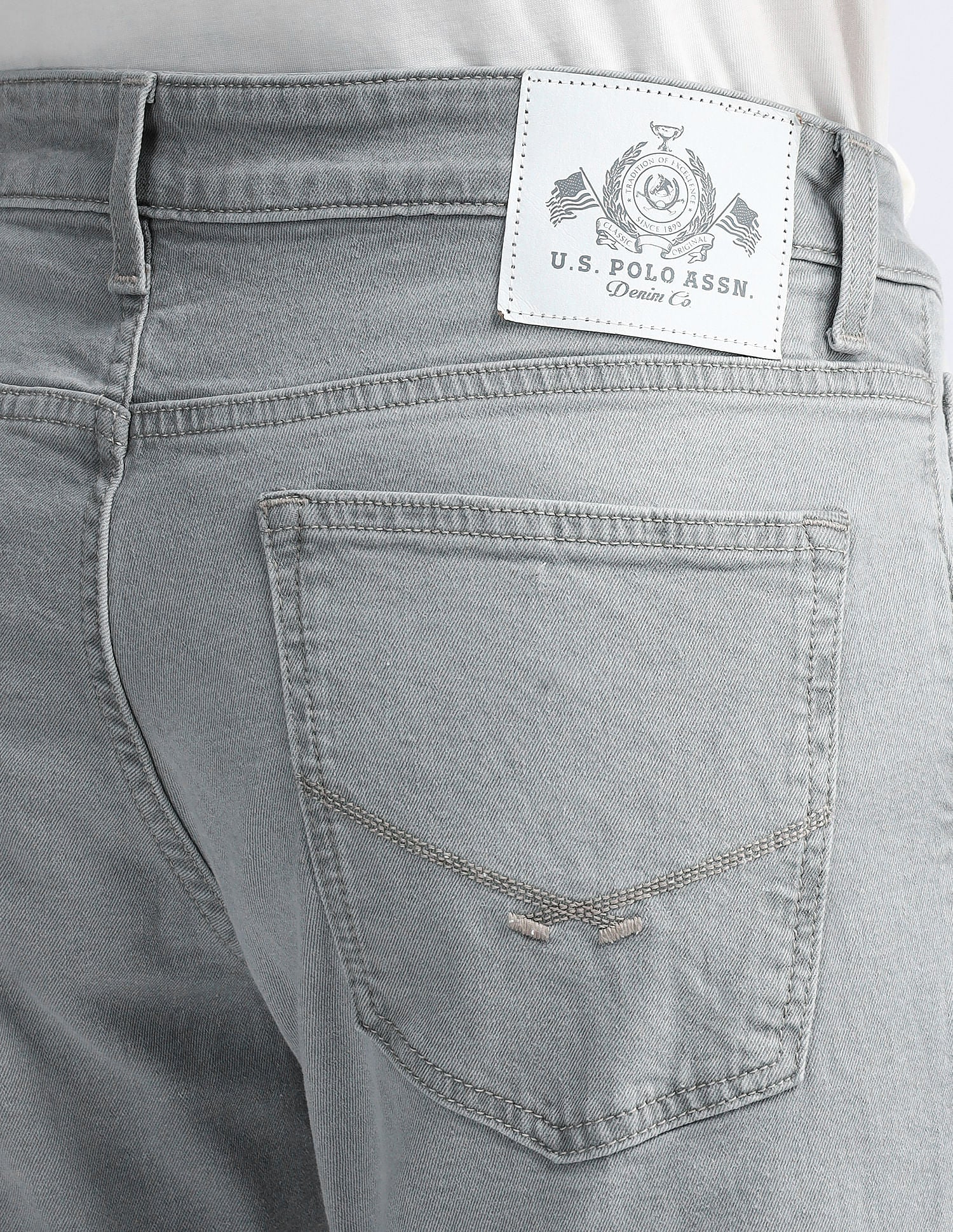 Brandon Slim Tapered Grey Jeans Light Grey - U.S. Polo Assn. India | Large