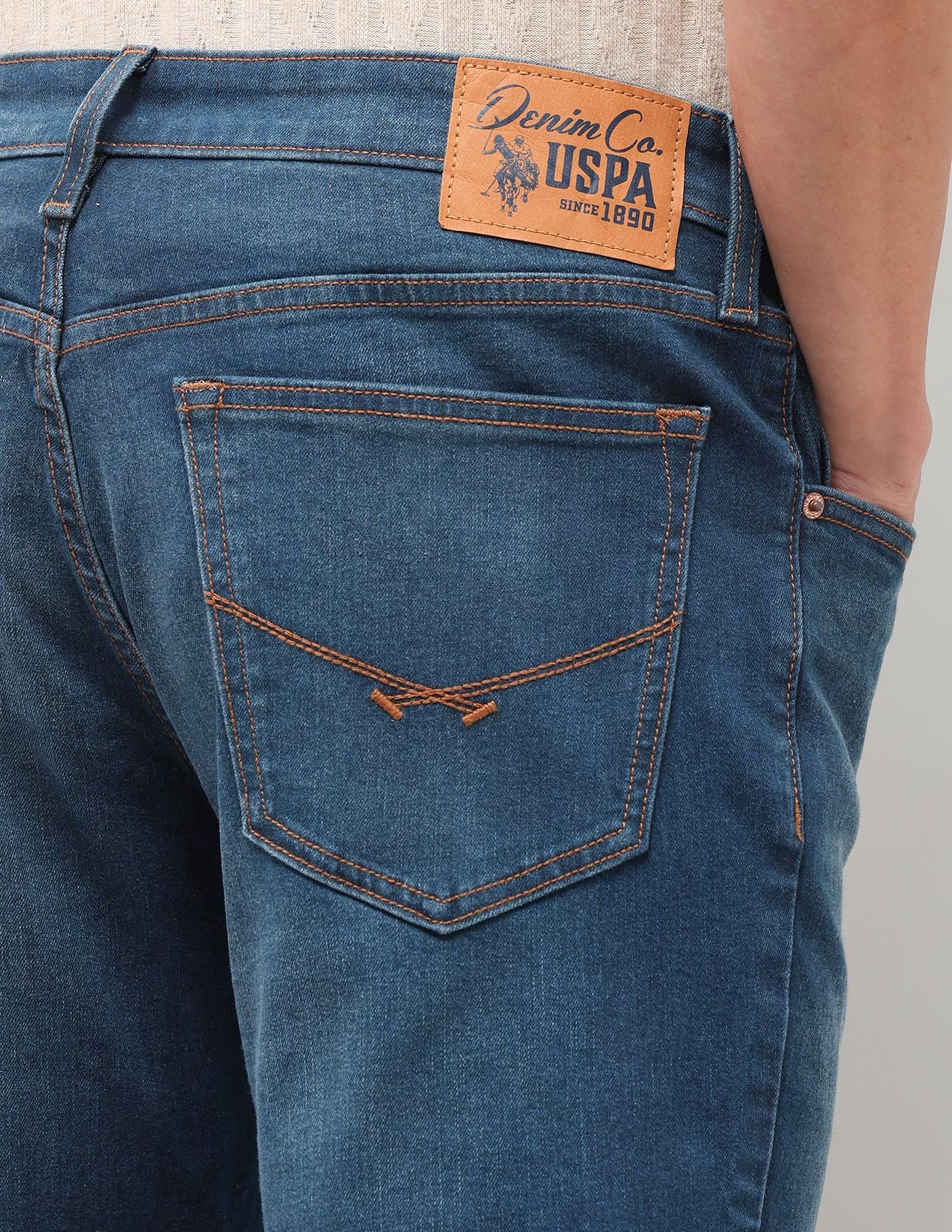 Solid Slim Fit Jeans Blue - U.S. Polo Assn. India | Large