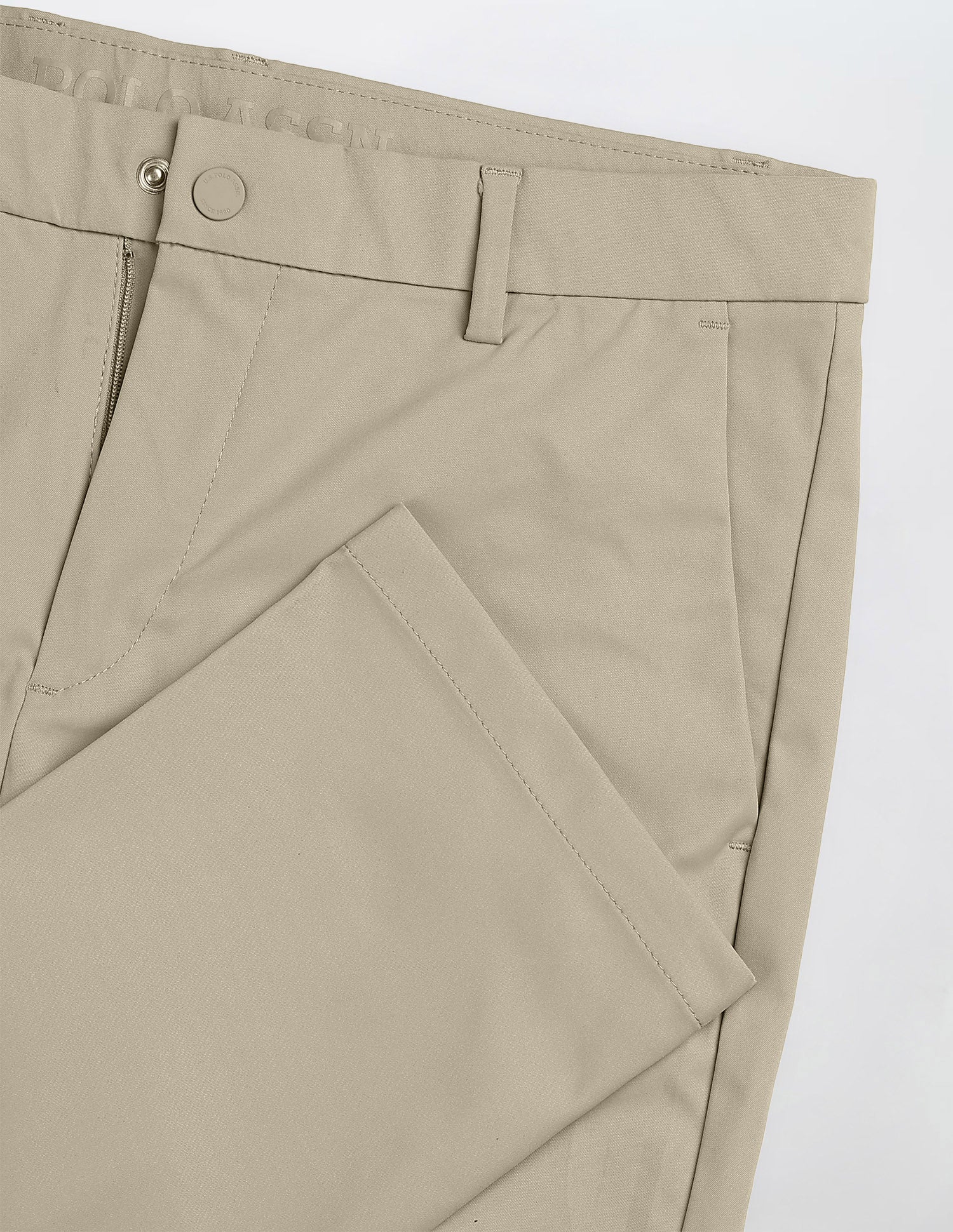 Denver Slim Fit Mid Rise Trousers Light Khaki - U.S. Polo Assn. India | Large