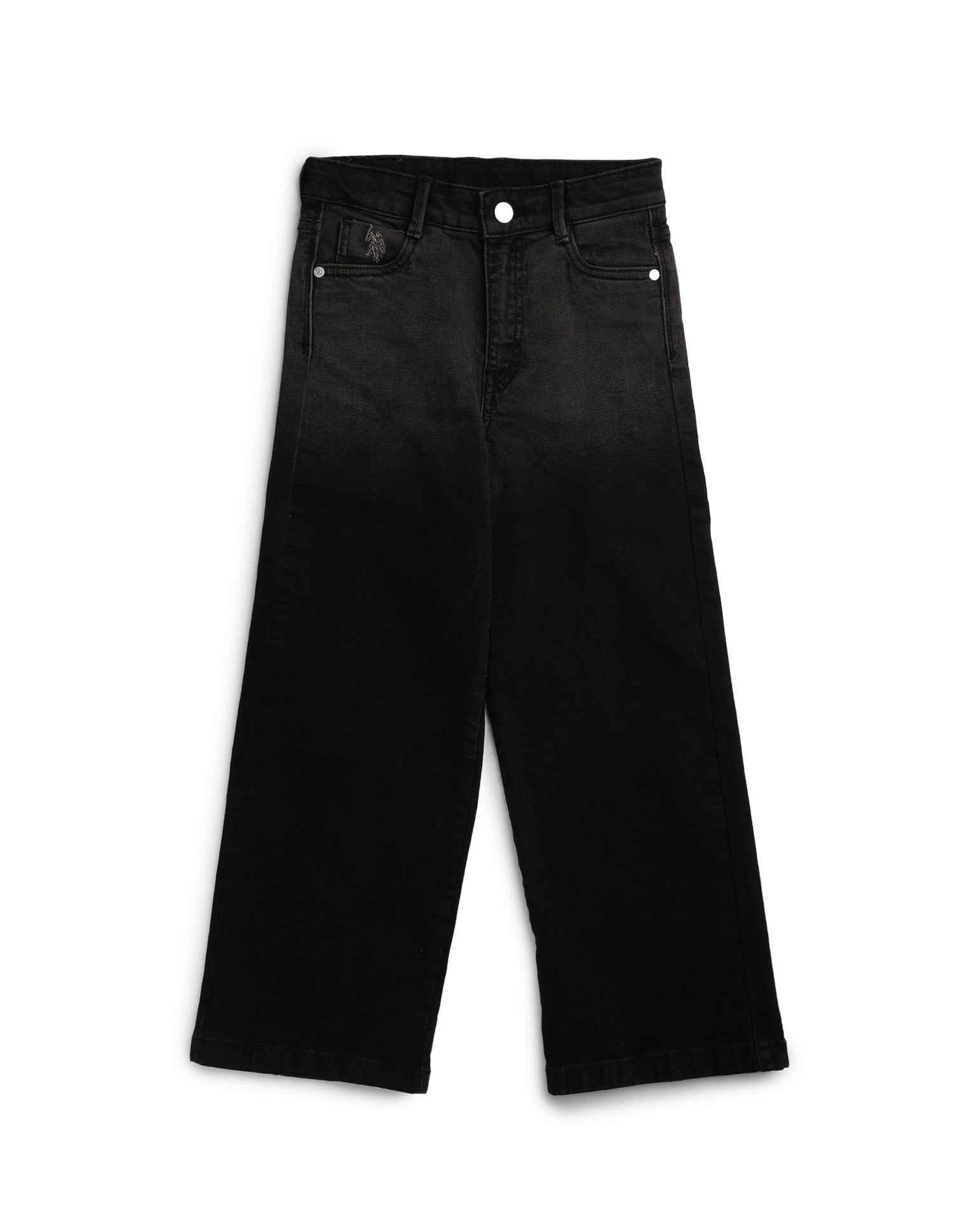 Girls Wide Leg Fit Stone Washed Jeans Black - U.S. POLO ASSN. | Large