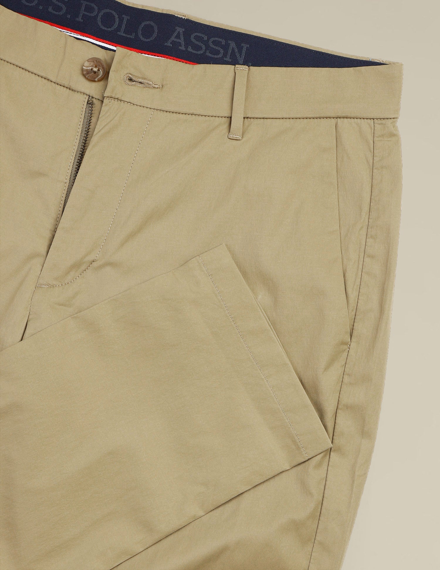 Austin Slim Fit Mid Rise Trousers Khaki - U.S. POLO ASSN. | Large