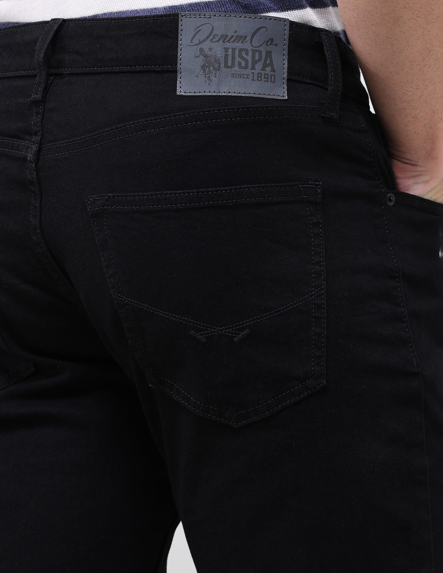Solid Slim Straight Fit Jeans Grey - U.S. Polo Assn. India | Large