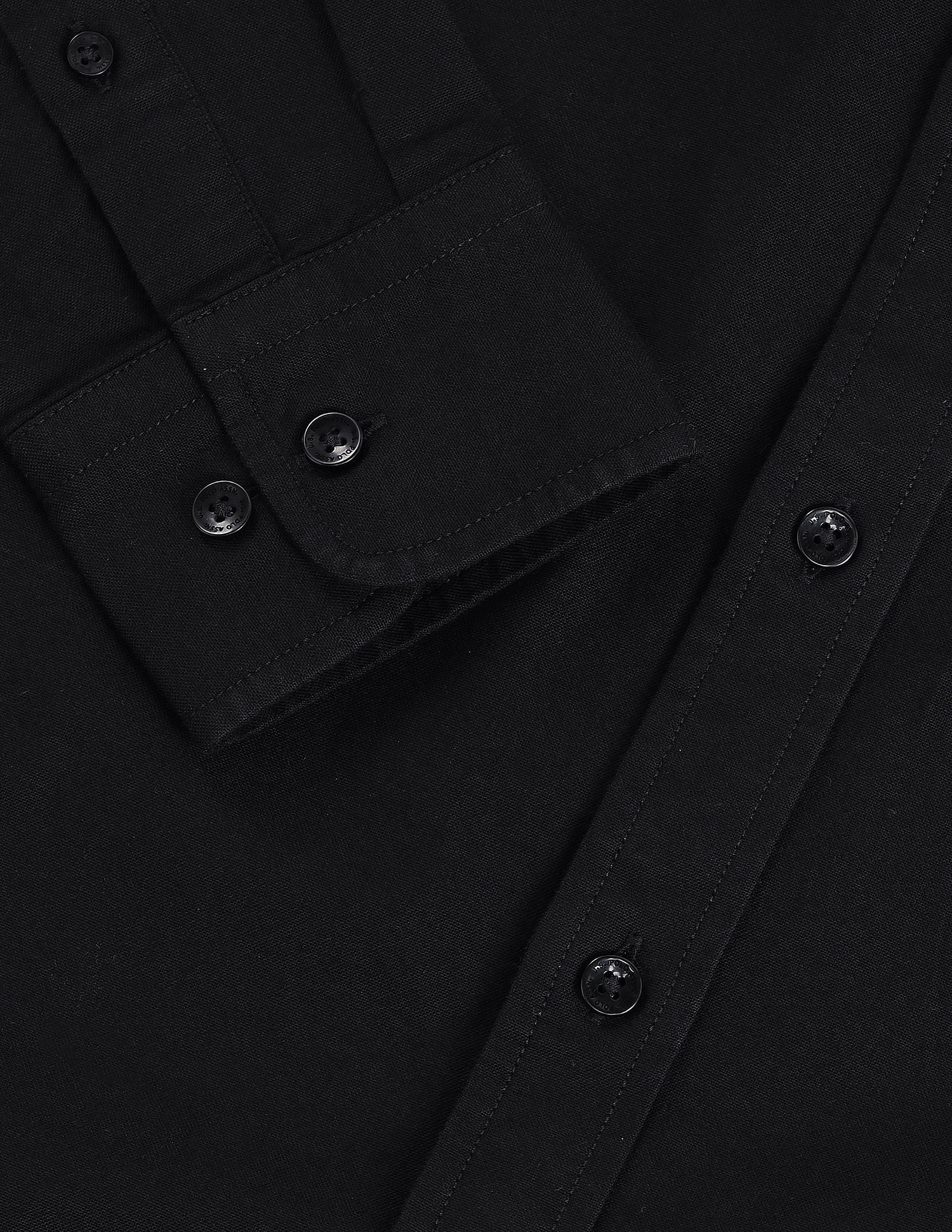 Tailored Fit Solid Shirt Black - U.S. Polo Assn. India | Large