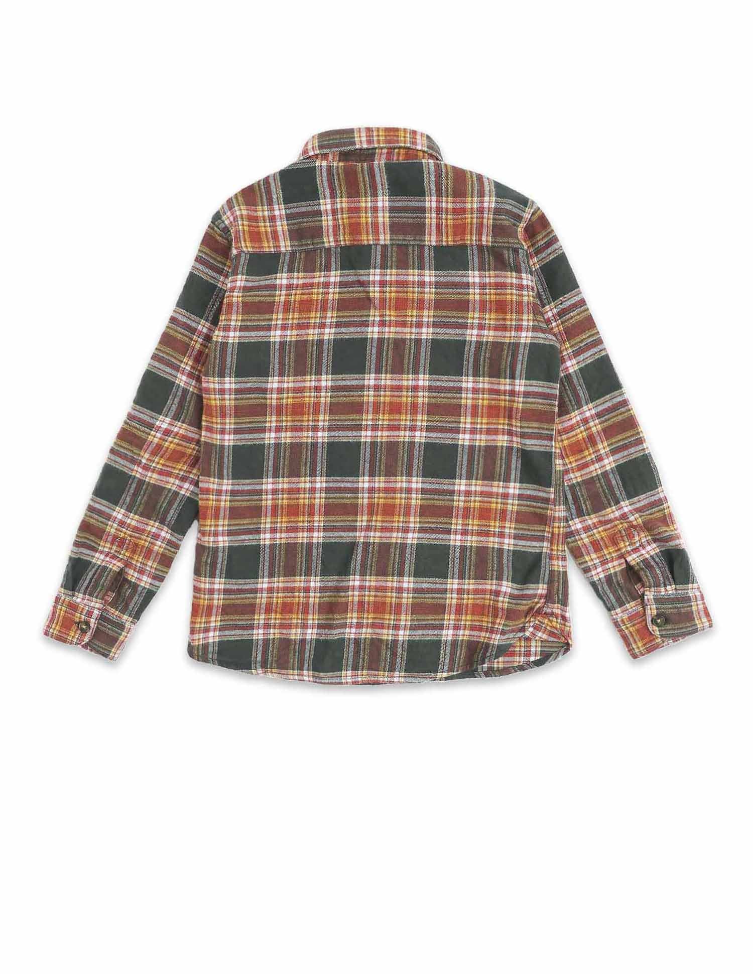 Boys Plaid Checked Twill Shirt Orange - U.S. POLO ASSN. | Large