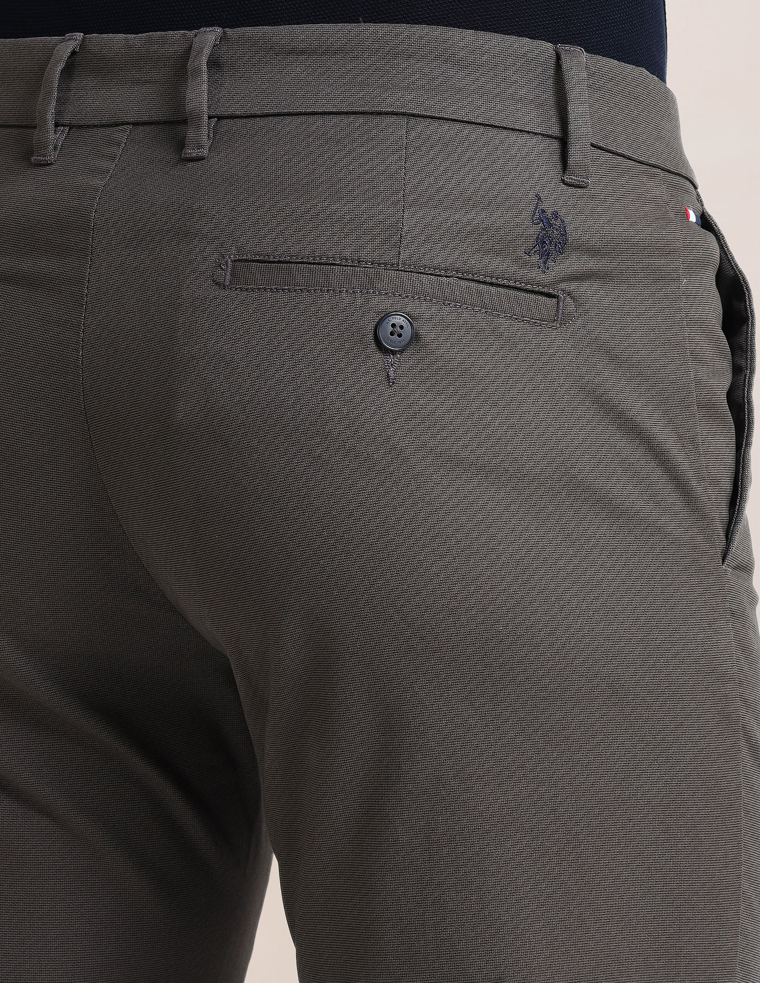 Mid Rise Regular Fit Trousers Grey - U.S. Polo Assn. India | Large