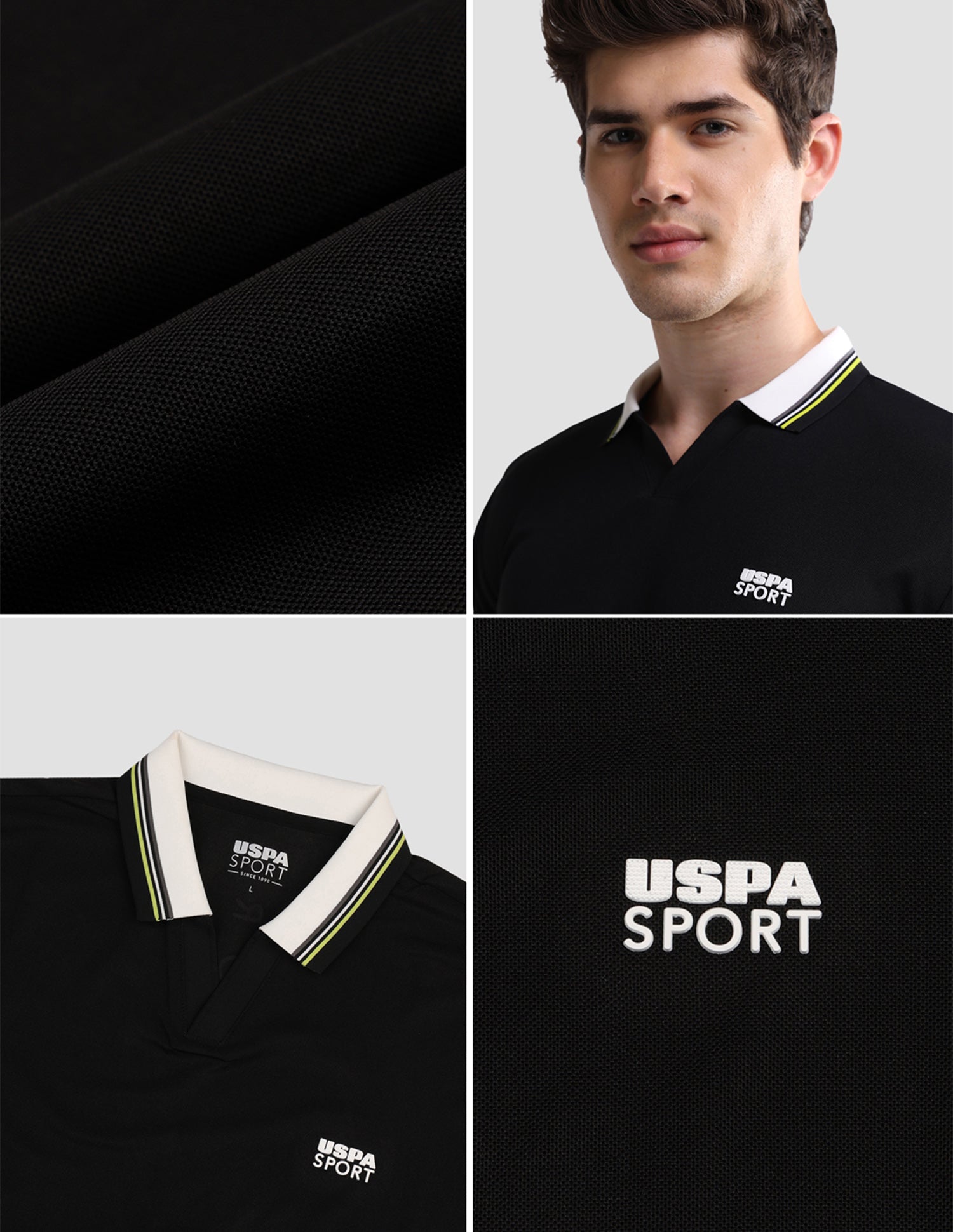 Solid Slim Fit Active Polo Shirt Black - U.S. Polo Assn. India | Large
