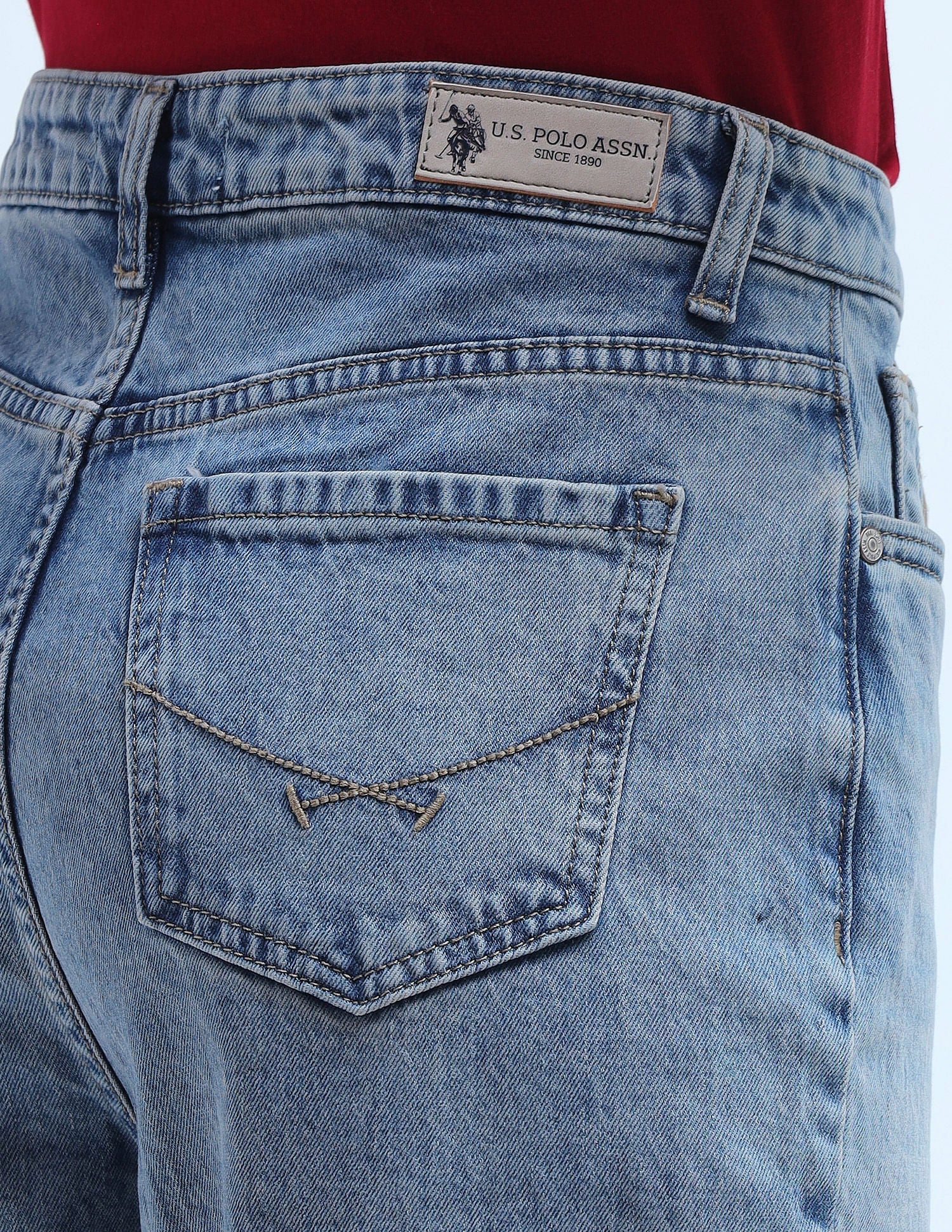 High Rise Mom Fit Jeans Light Blue - U.S. Polo Assn. India | Large