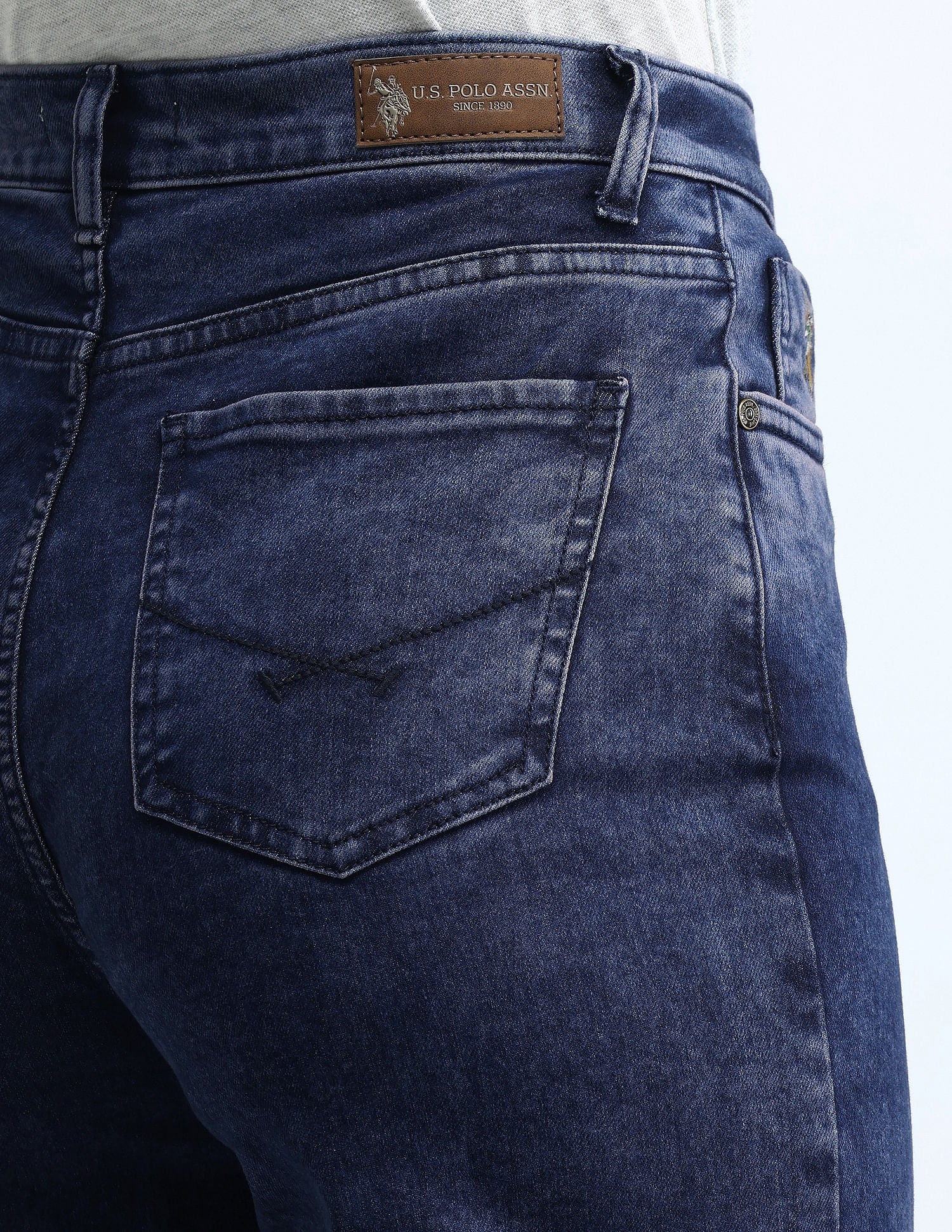 High Rise Wide Leg Jeans Dark Blue - U.S. POLO ASSN. | Large