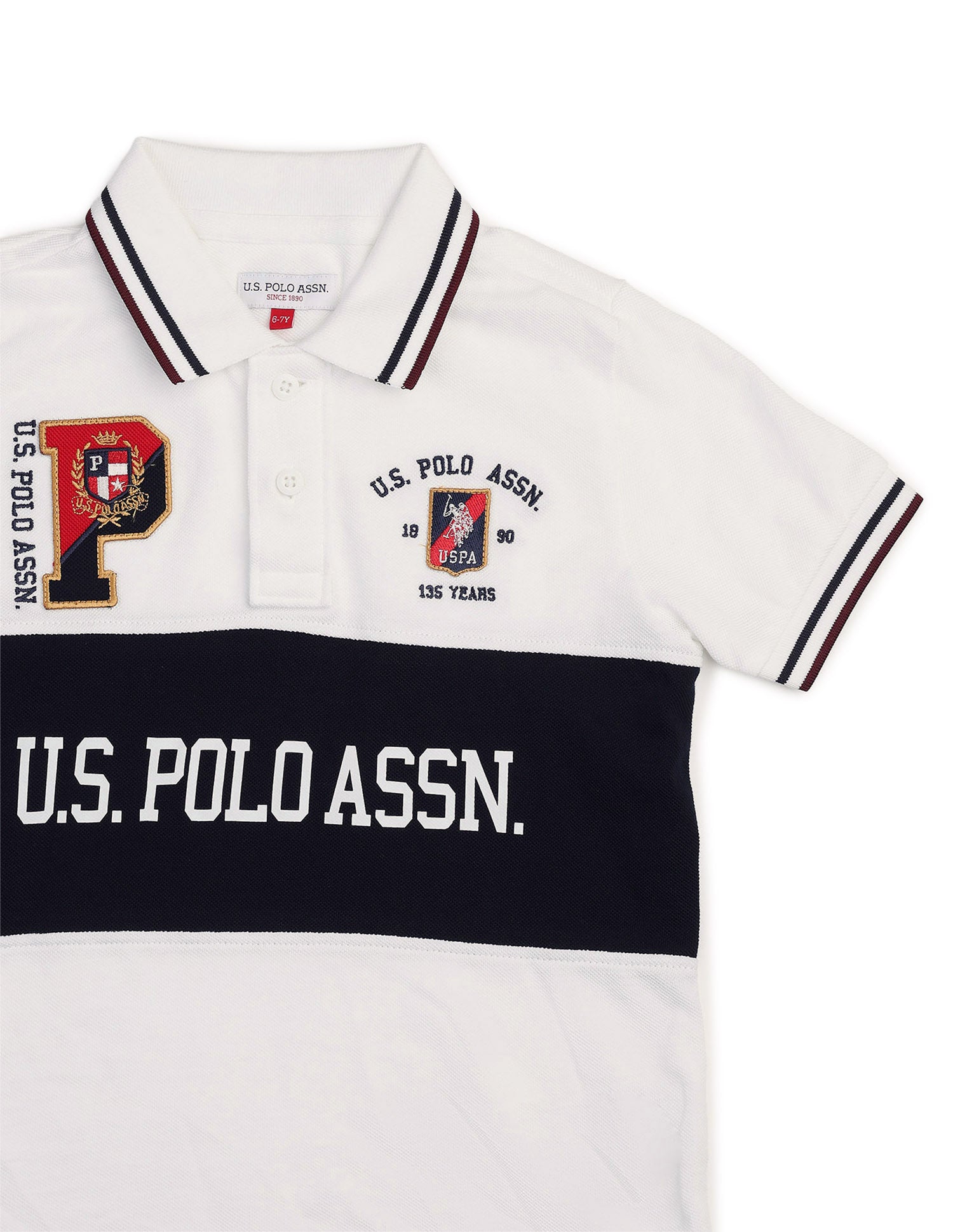 Boys Graphic Brand Printed Polo Shirt White - U.S. POLO ASSN. | Large