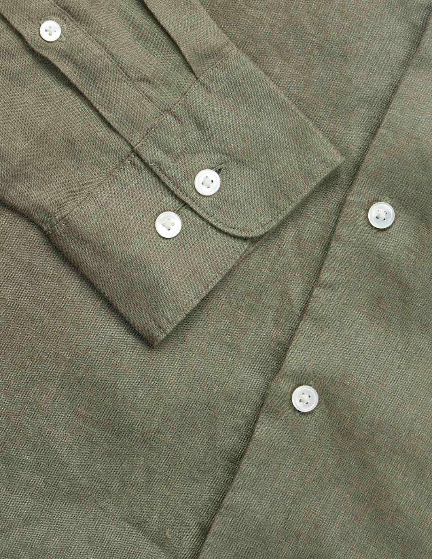 Pacho X Tailored Fit Pure Linen Shirt Olive - U.S. Polo Assn. India | Large
