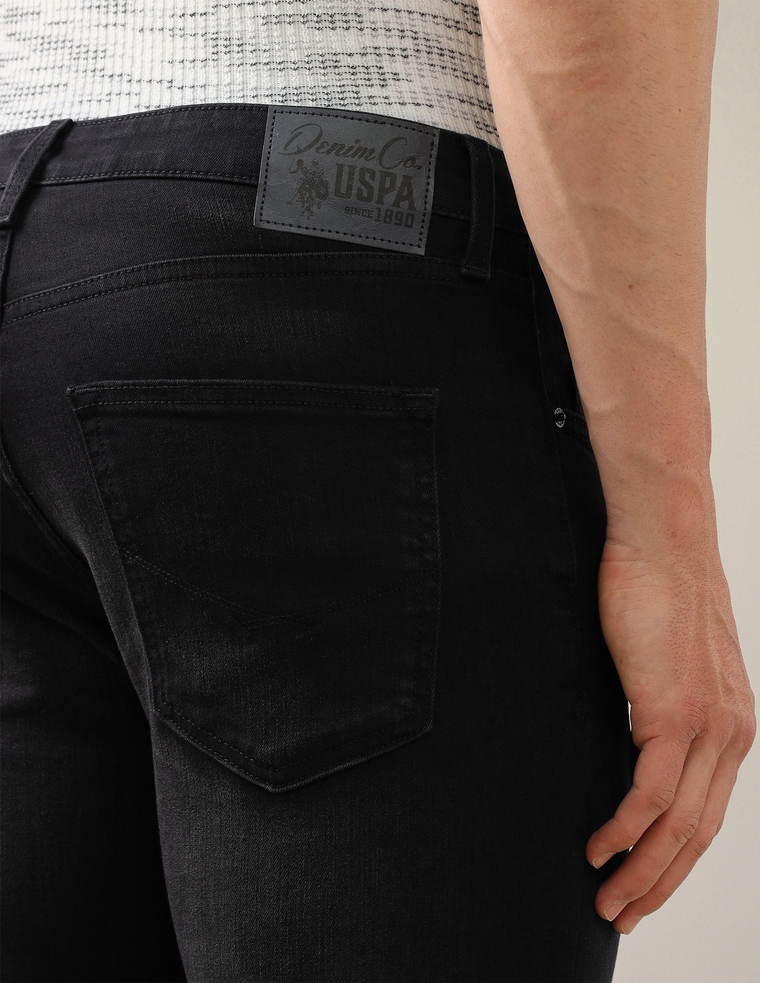 Harold Slim Straight Fit Black Jeans Washed Black - U.S. Polo Assn. India | Large