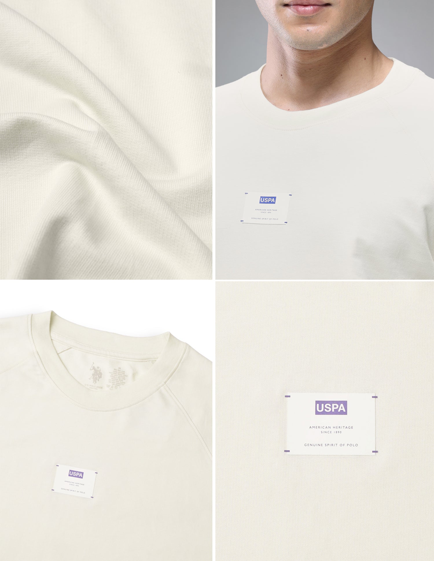 Raglan Full Sleeve Loopknit Lounge T-Shirt Bone White - U.S. Polo Assn. India | Large